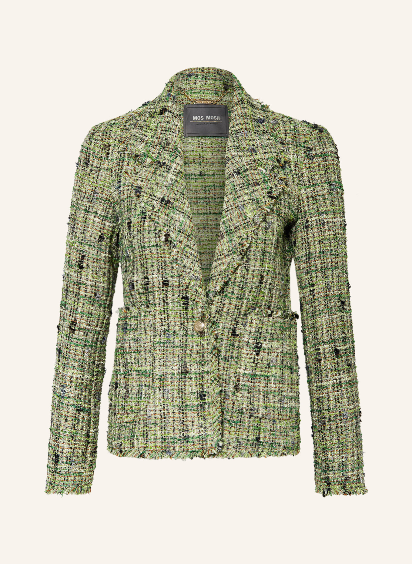 MOS MOSH Bouclé blazer MMDORAH with glitter thread, Color: LIGHT GREEN (Image 1)