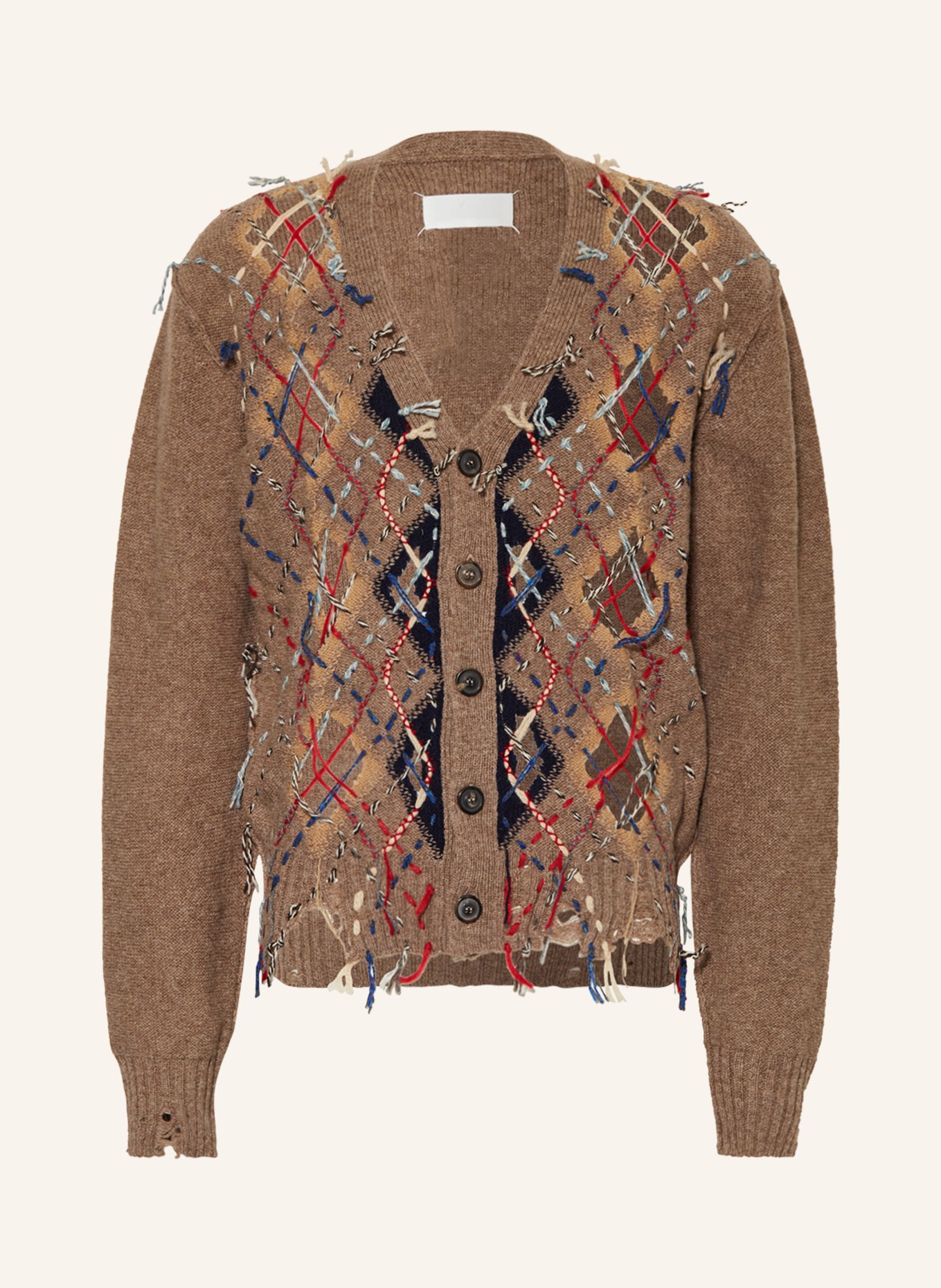 Maison Margiela Cardigan with cut-outs, Color: BROWN/ RED/ BLUE (Image 1)