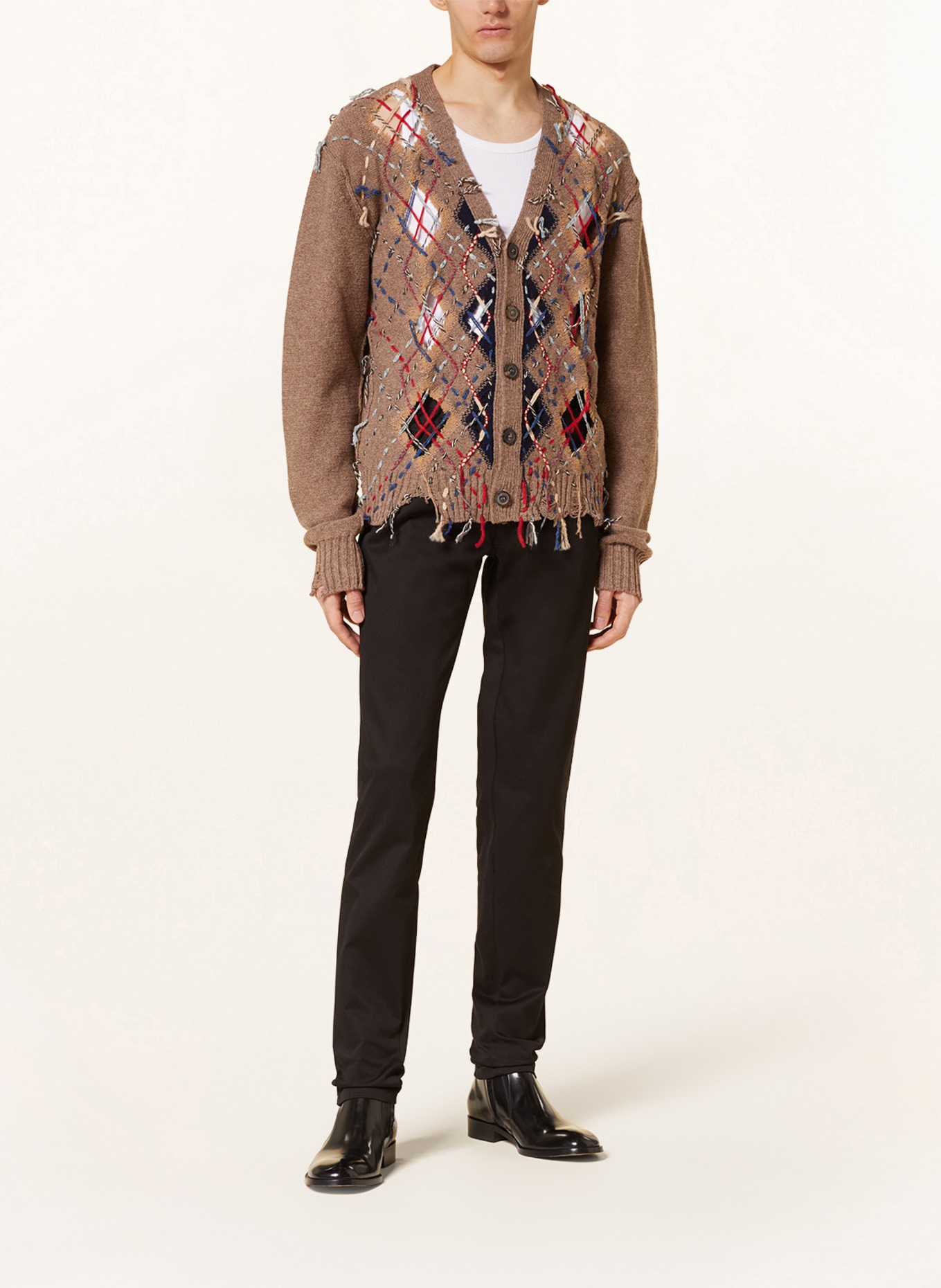 Maison Margiela Cardigan with cut-outs, Color: BROWN/ RED/ BLUE (Image 2)