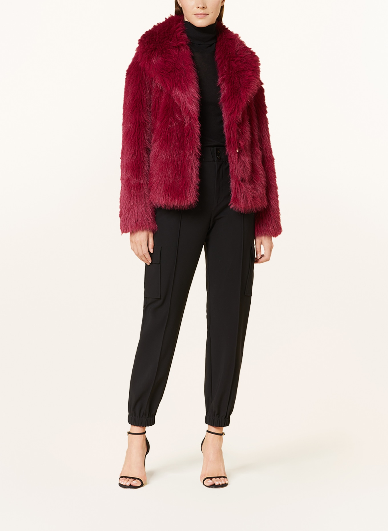 MOS MOSH Faux fur jacket MMLENNIE, Color: DARK RED (Image 2)
