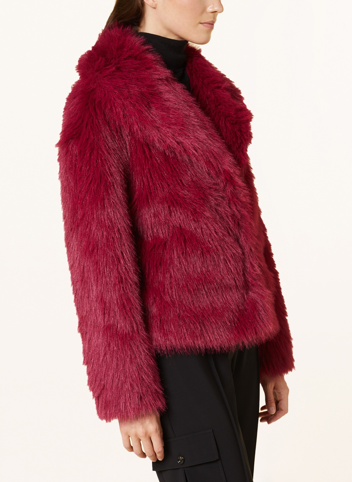 MOS MOSH Faux fur jacket MMLENNIE, Color: DARK RED (Image 4)