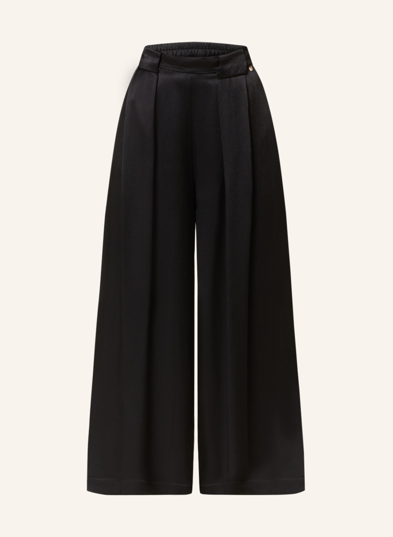 MOS MOSH Wide leg trousers THEA made of satin, Color: BLACK (Image 1)