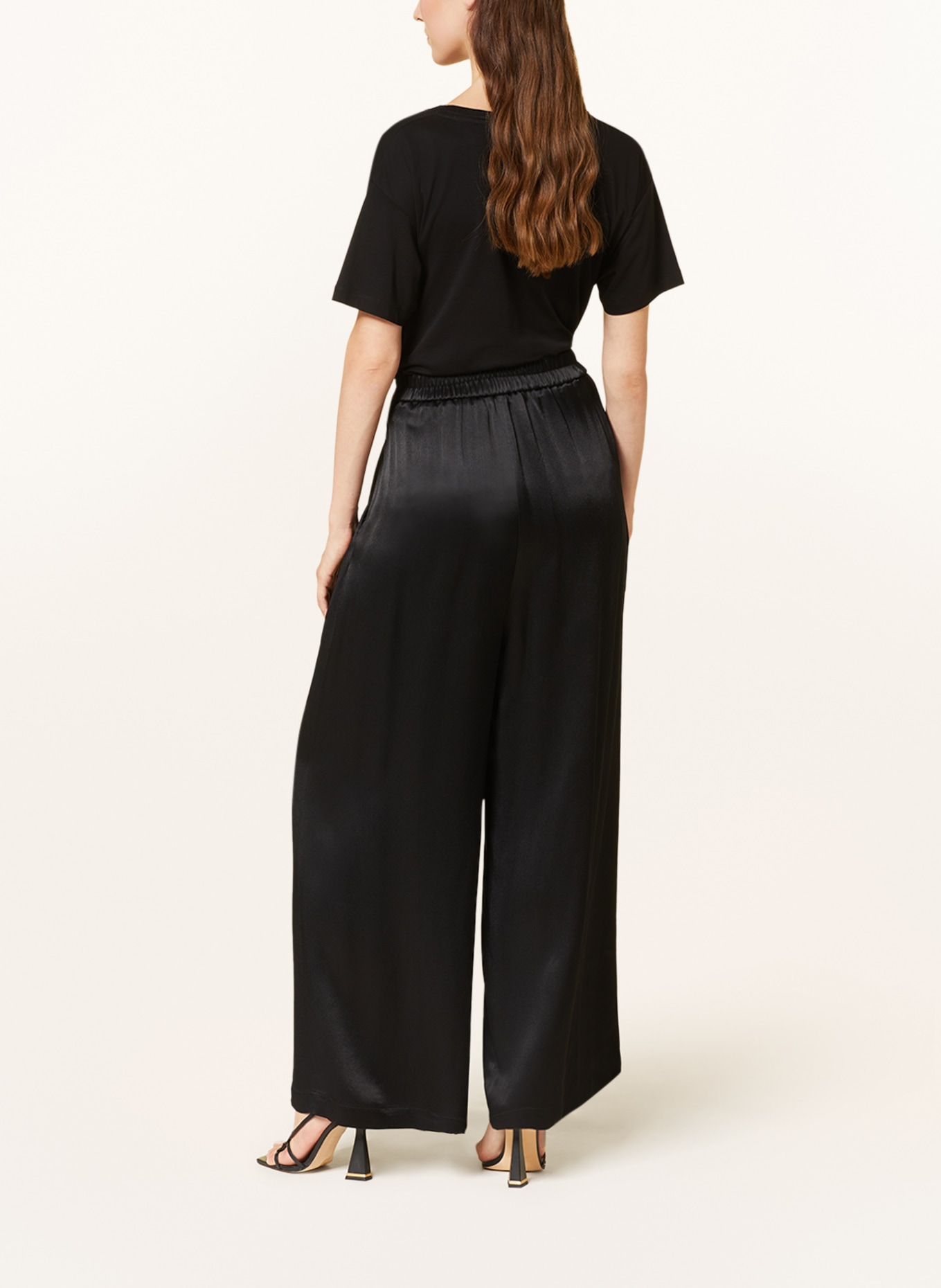 MOS MOSH Wide leg trousers THEA made of satin, Color: BLACK (Image 3)