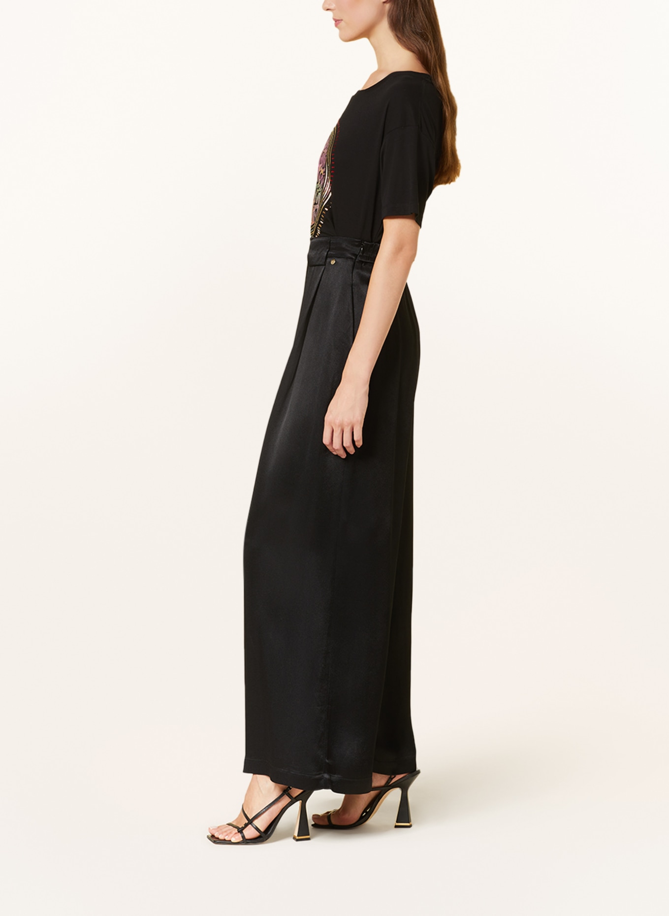 MOS MOSH Wide leg trousers THEA made of satin, Color: BLACK (Image 4)