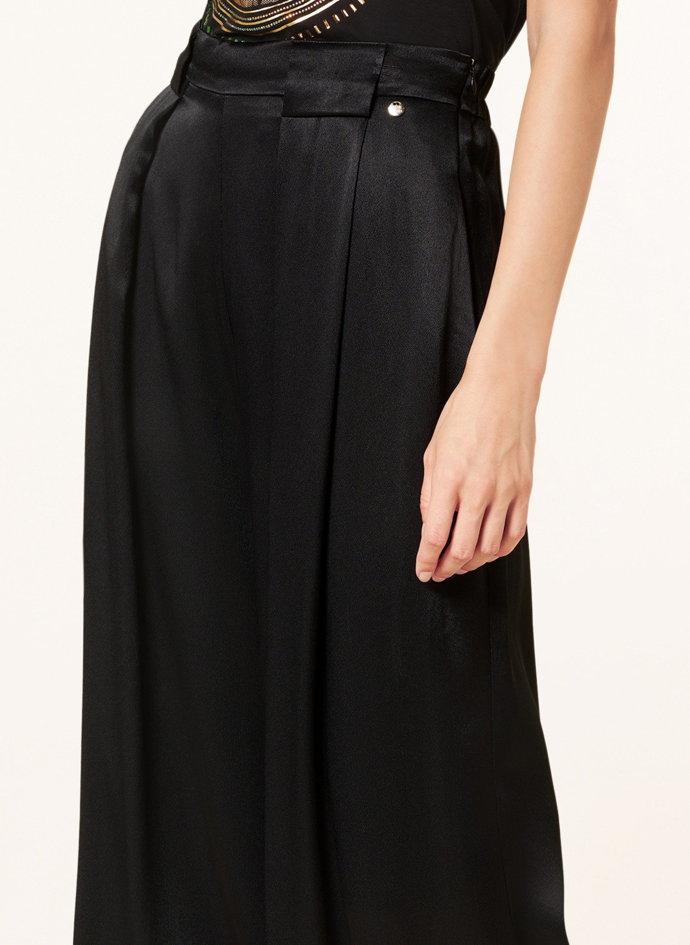 MOS MOSH Wide leg trousers THEA made of satin, Color: BLACK (Image 5)