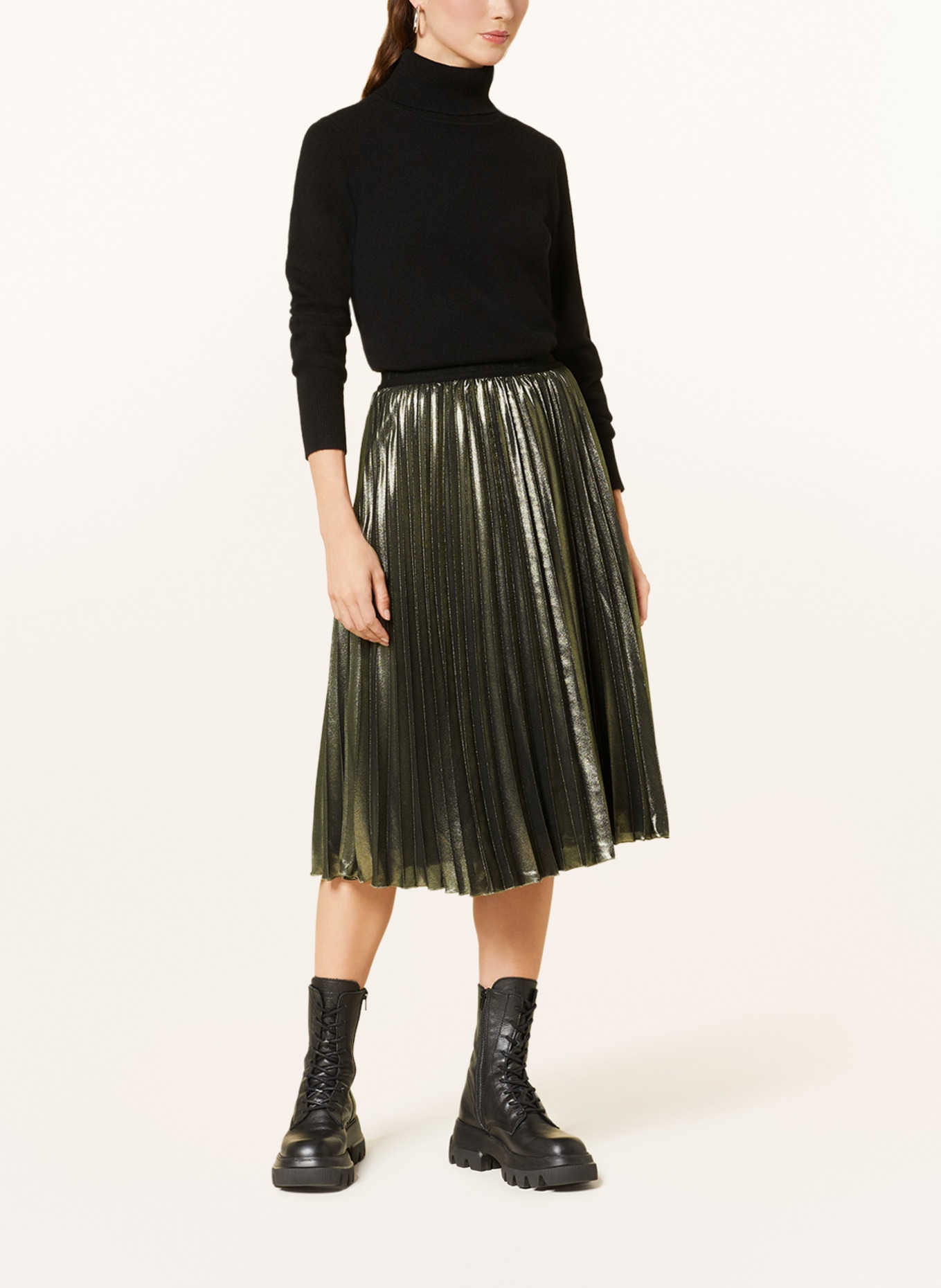 MOS MOSH Pleated skirt MMUMA, Color: GOLD/ BLACK (Image 2)