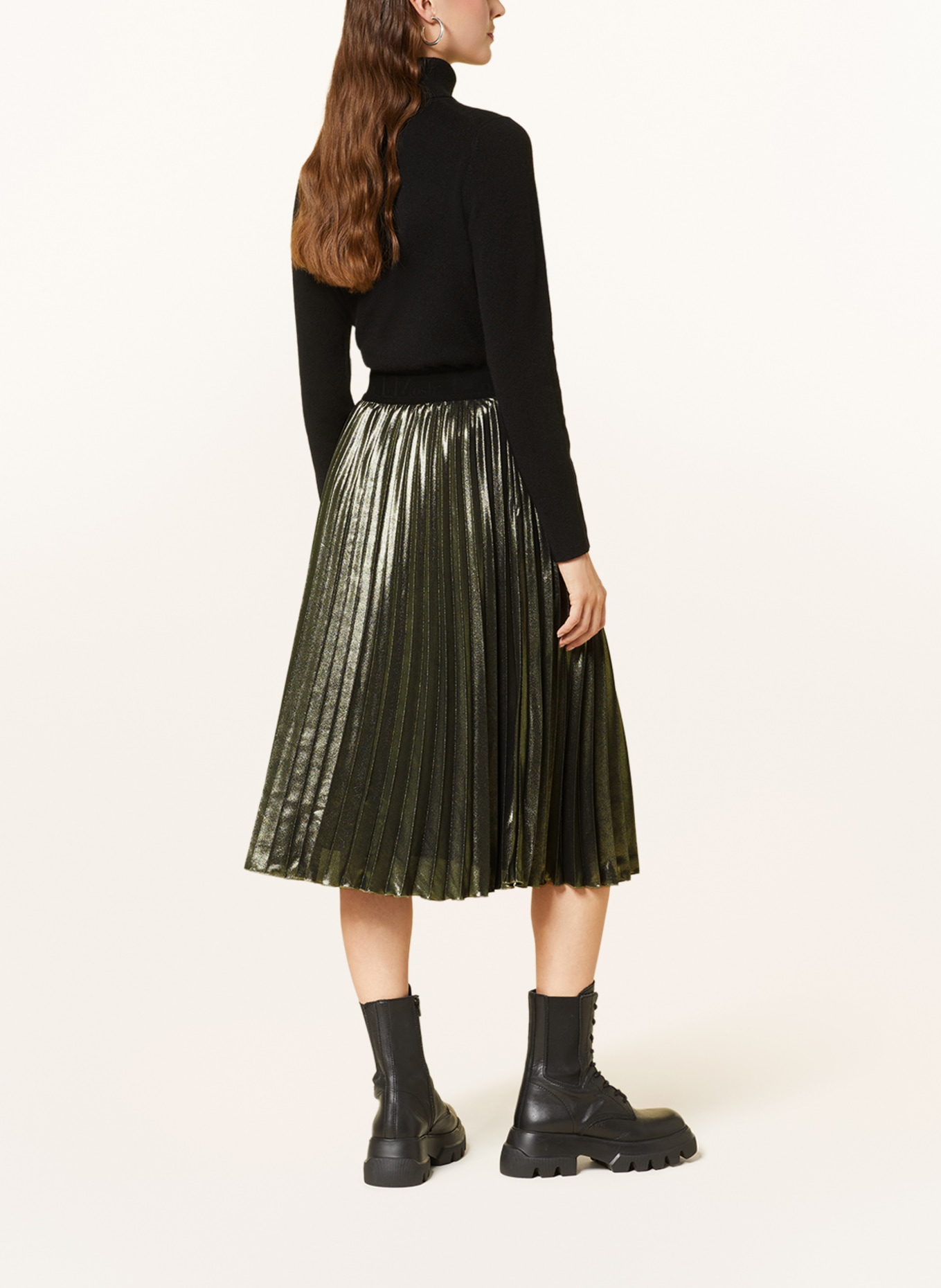 MOS MOSH Pleated skirt MMUMA, Color: GOLD/ BLACK (Image 3)