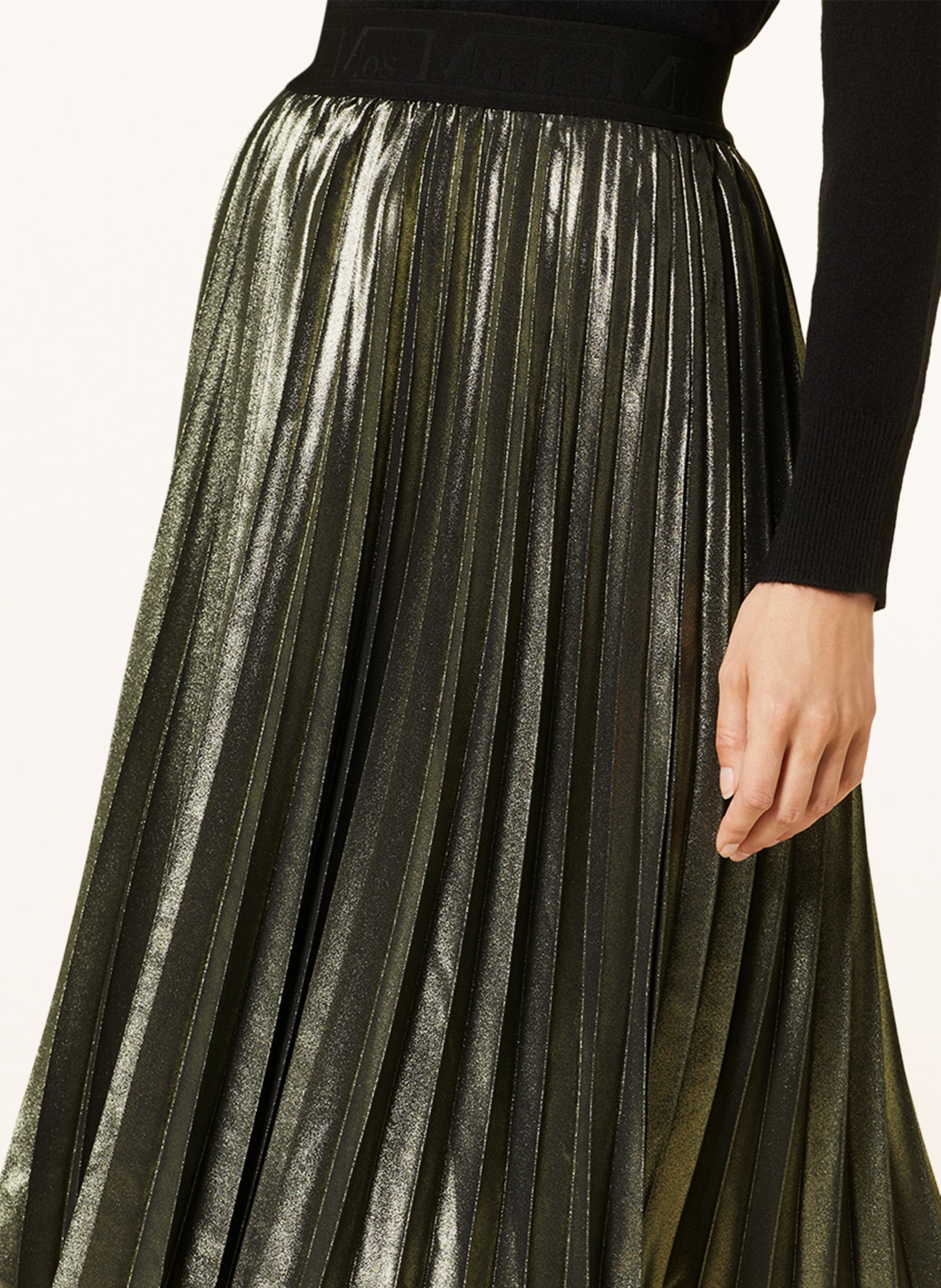 MOS MOSH Pleated skirt MMUMA, Color: GOLD/ BLACK (Image 4)