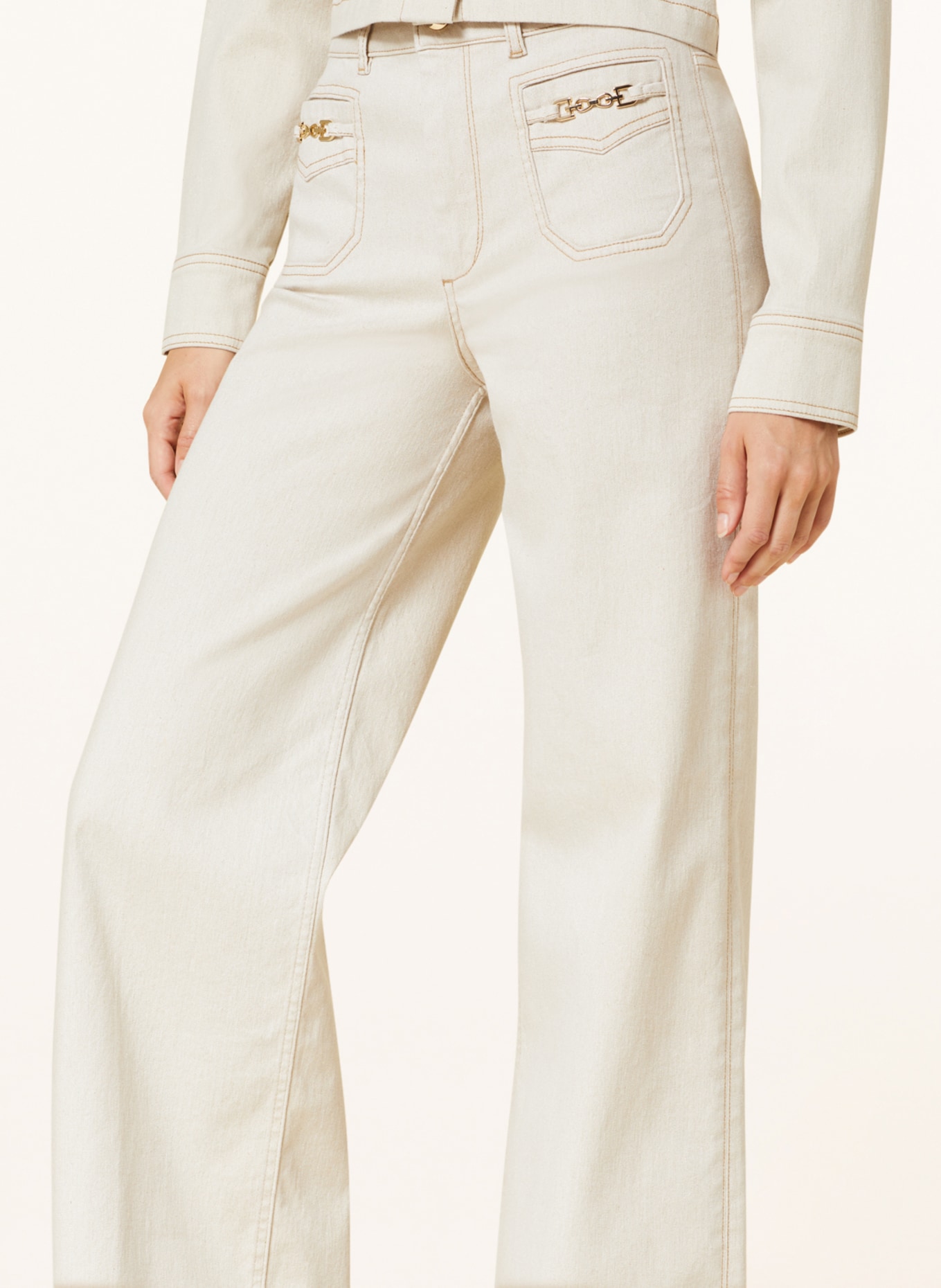 MOS MOSH Flared Jeans COLETTE mit Glitzergarn, Farbe: 124 Summer Sand (Bild 5)