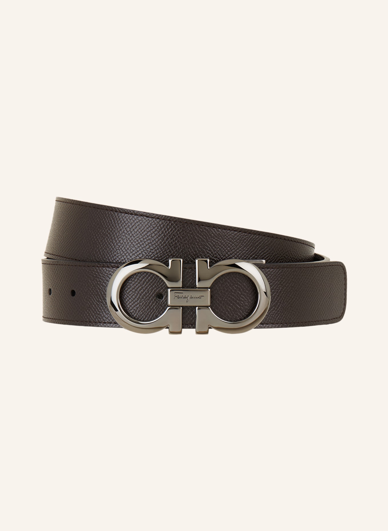 FERRAGAMO Reversible leather belt, Color: BLACK/ DARK BROWN (Image 1)