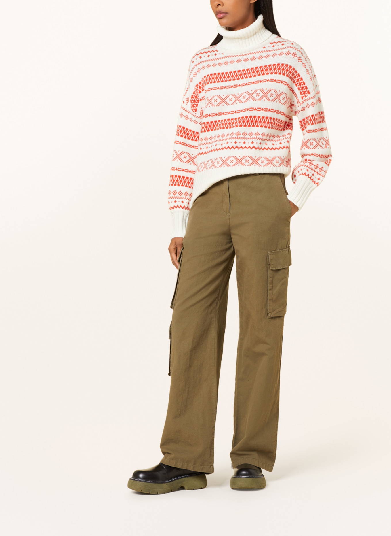 Barbour Turtleneck sweater JEANNE, Color: ECRU/ DARK ORANGE (Image 2)