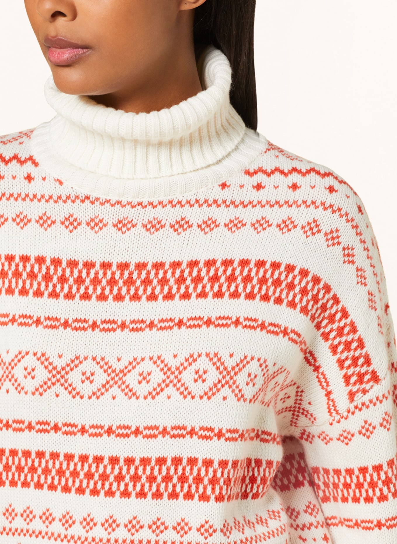 Barbour Turtleneck sweater JEANNE, Color: ECRU/ DARK ORANGE (Image 4)