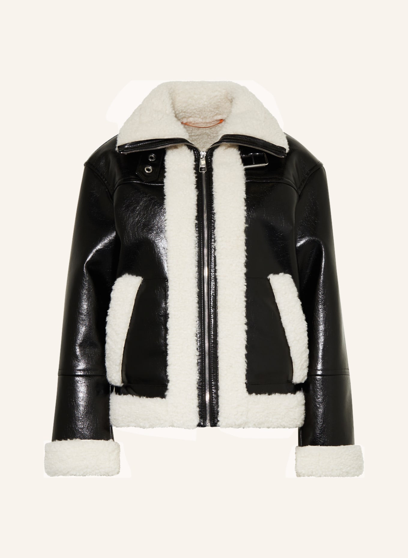 BOSS Jacket PASHILA in leather look with faux fur, Color: BLACK (Image 1)