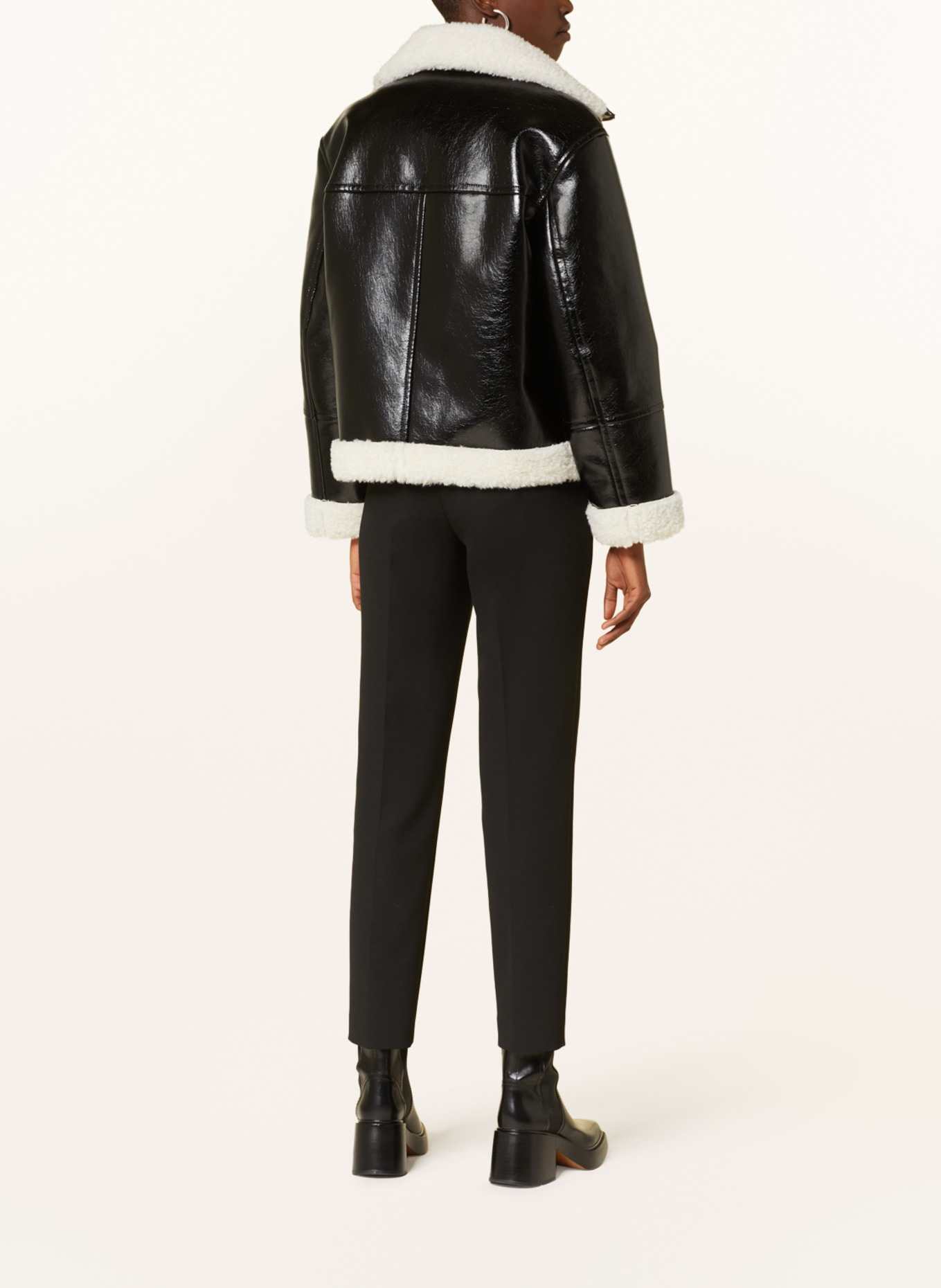 BOSS Jacket PASHILA in leather look with faux fur, Color: BLACK (Image 3)