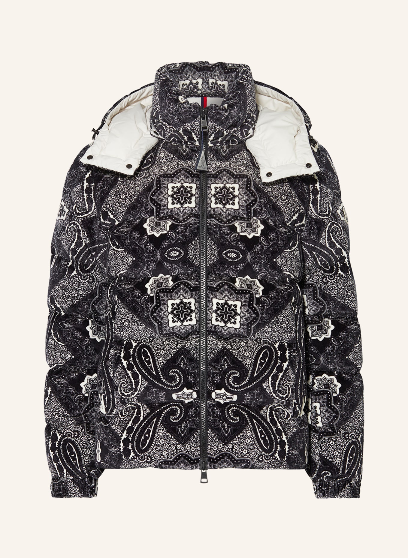 MONCLER Down jacket GARTEMPE made of velvet with detachable hood, Color: BLACK/ WHITE (Image 1)