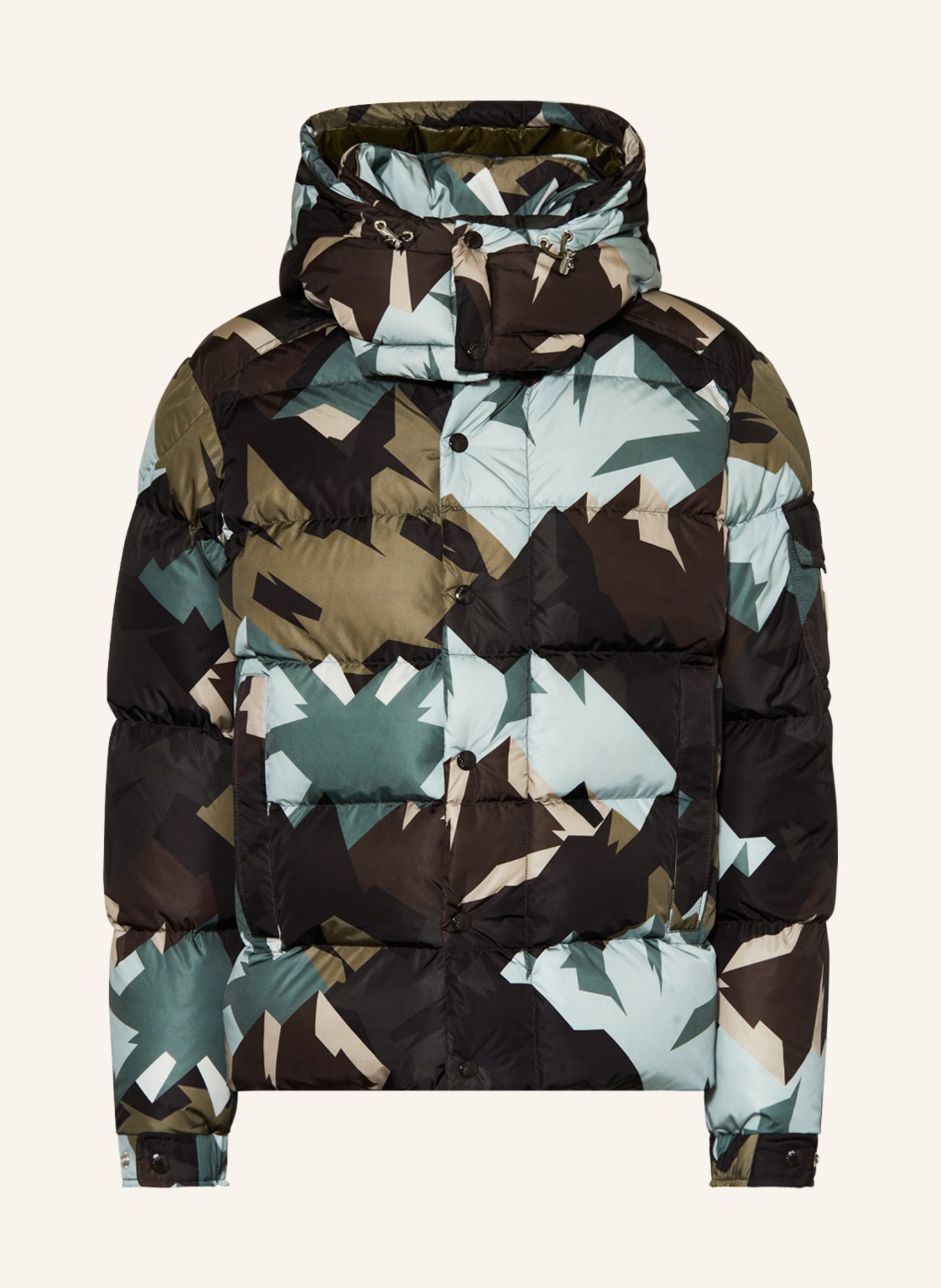 MONCLER Down jacket MOSA, Color: DARK BROWN/ KHAKI/ GREEN (Image 1)