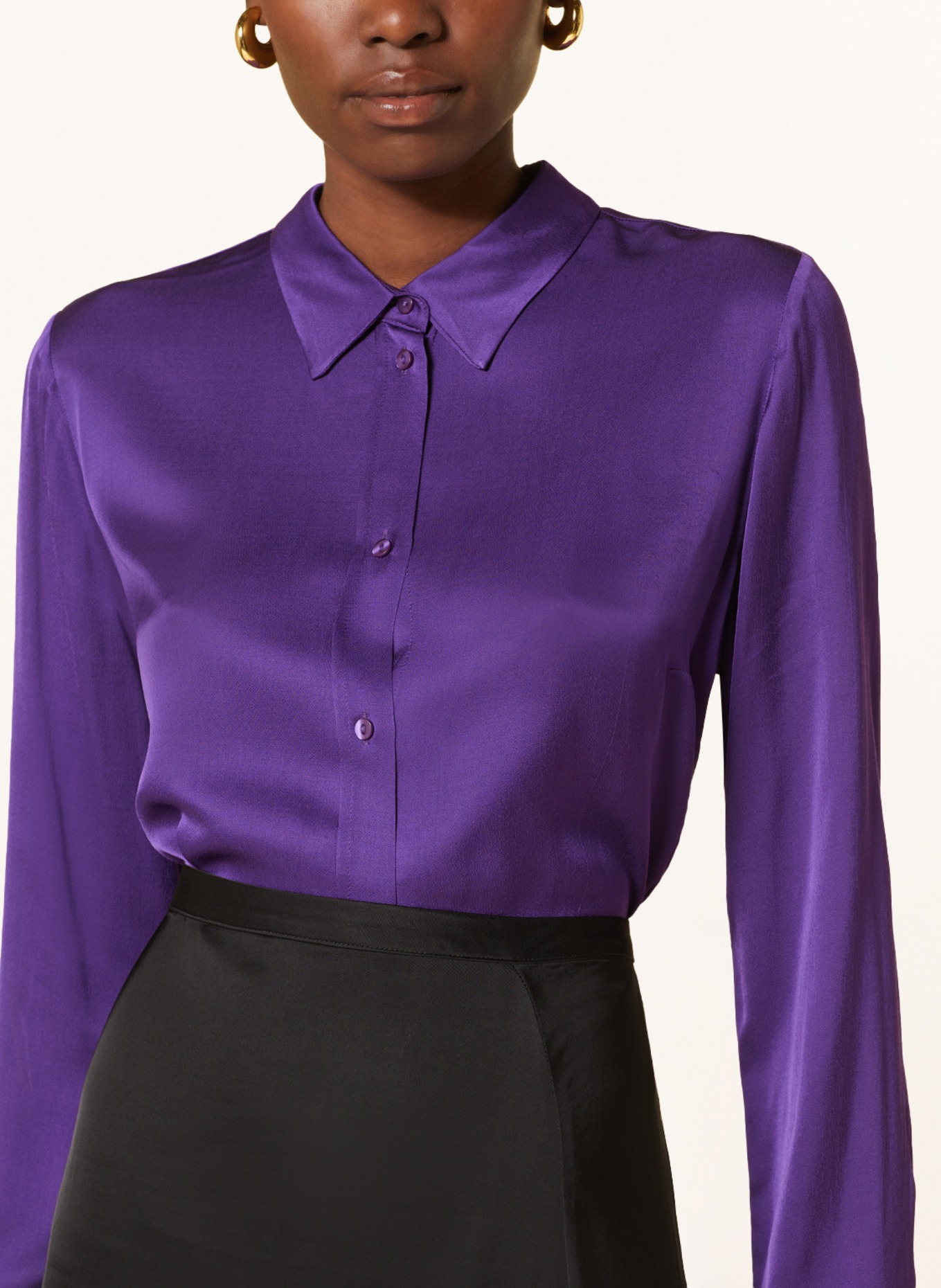 Smith & Soul Satin shirt blouse, Color: DARK PURPLE (Image 4)