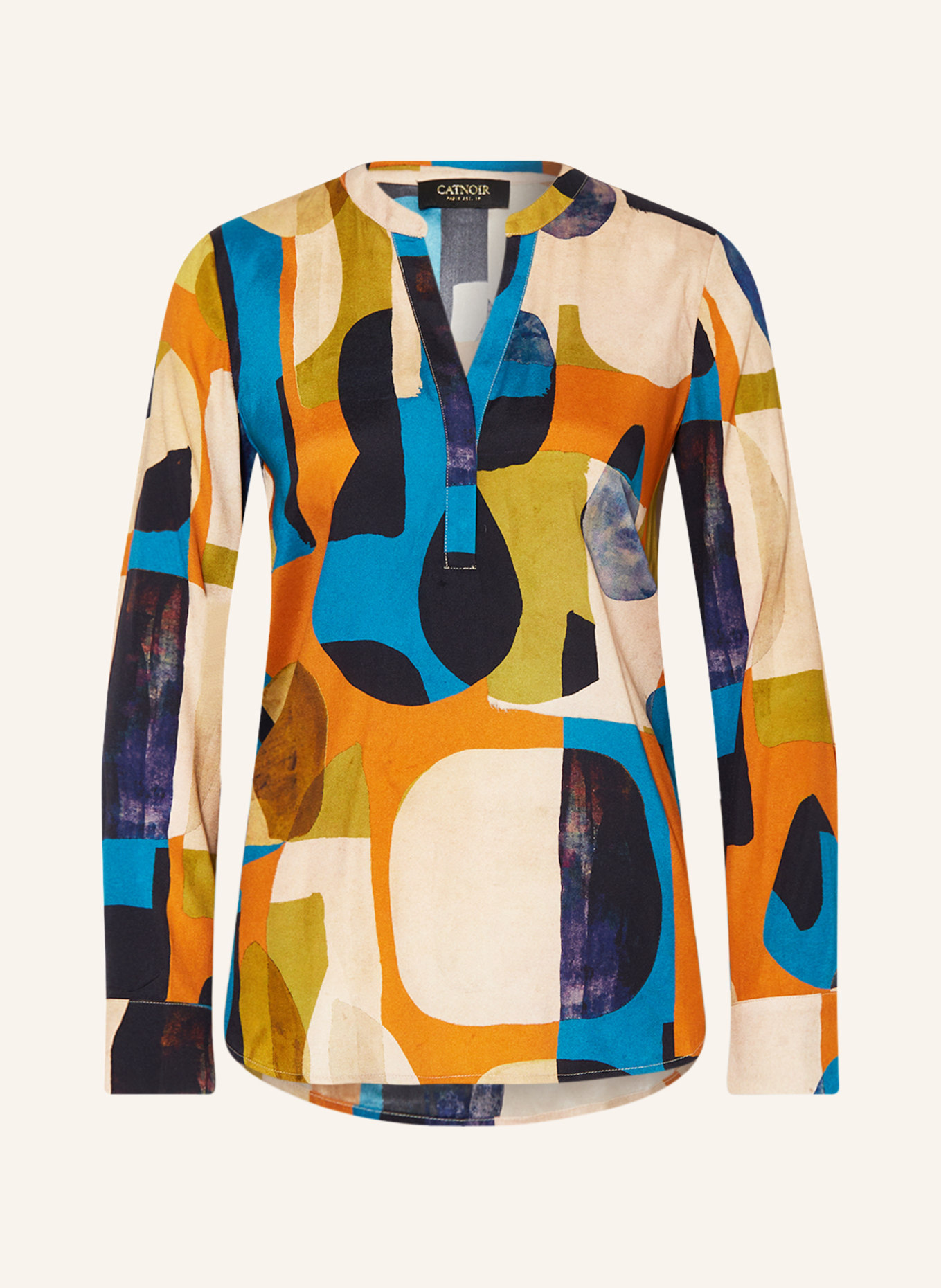 CATNOIR Shirt blouse in silk, Color: BEIGE/ ORANGE/ BLUE (Image 1)