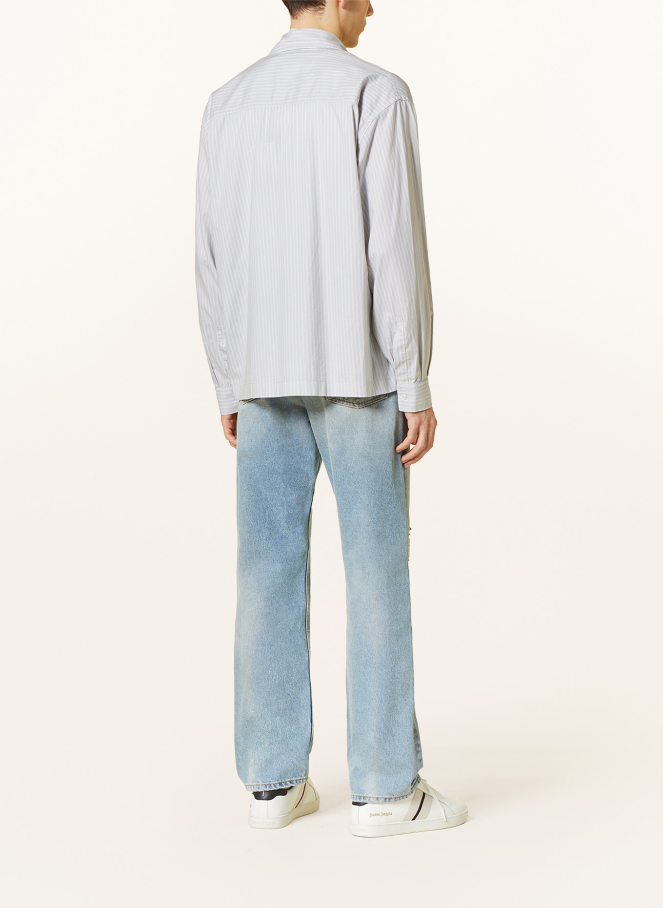 Palm Angels Shirt comfort fit, Color: LIGHT BLUE/ CREAM (Image 3)