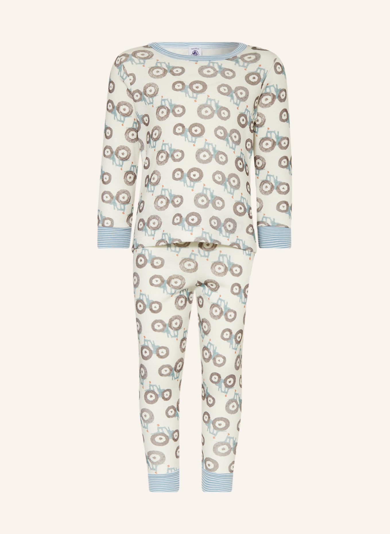 PETIT BATEAU Schlafanzug, Farbe: CREME/ TAUPE/ BLAUGRAU (Bild 1)