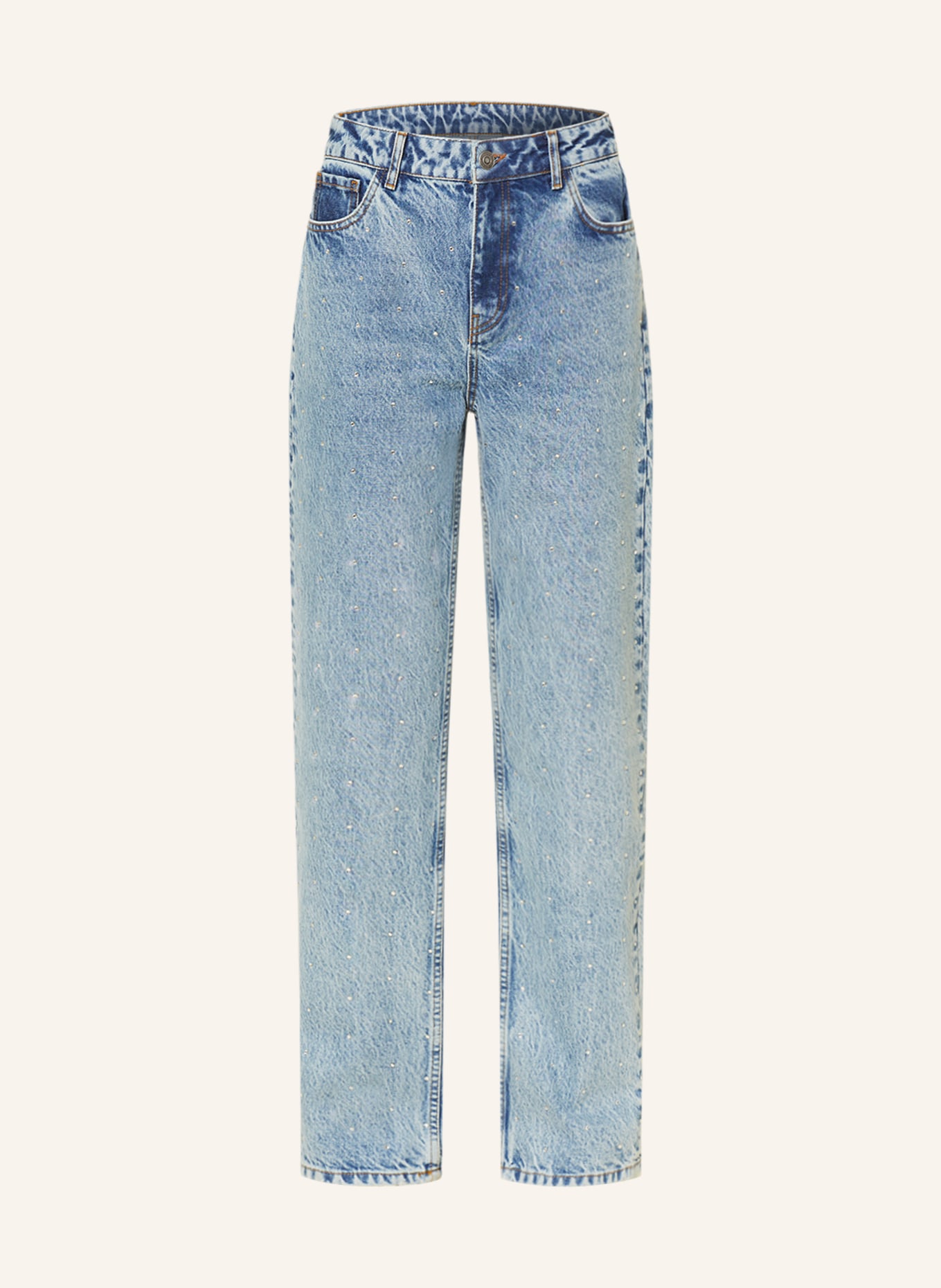 COLOURFUL REBEL Straight jeans JONES with decorative gems, Color: 565 Mid blue denim (Image 1)