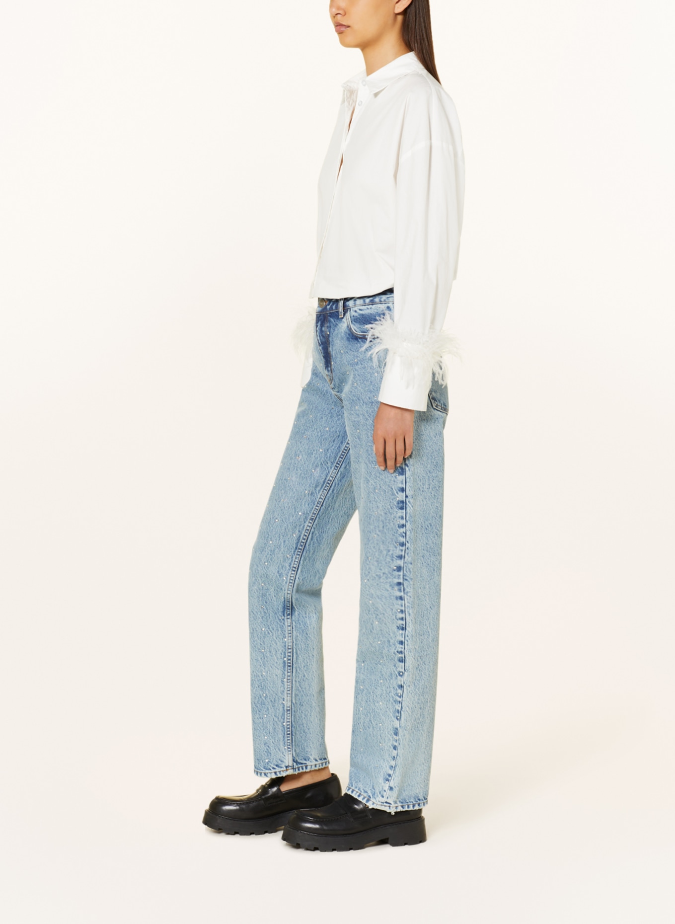 COLOURFUL REBEL Straight Jeans JONES mit Schmucksteinen, Farbe: 565 Mid blue denim (Bild 4)