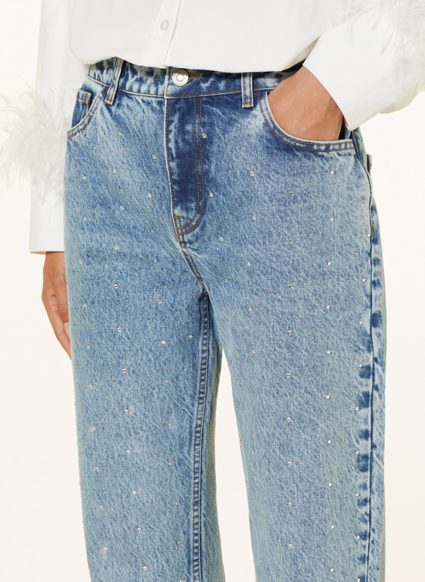 COLOURFUL REBEL Straight Jeans JONES mit Schmucksteinen, Farbe: 565 Mid blue denim (Bild 5)