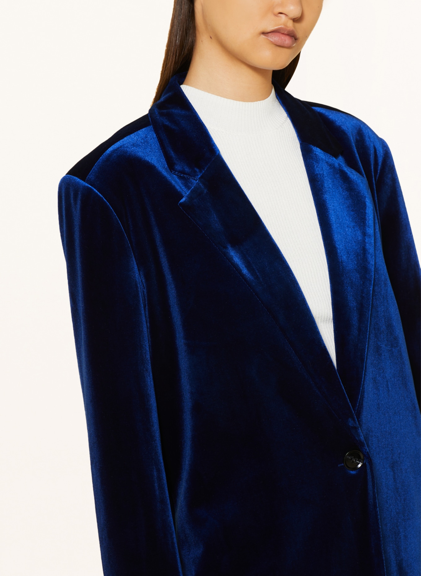 COLOURFUL REBEL Velvet blazer HAPE, Color: DARK BLUE (Image 4)