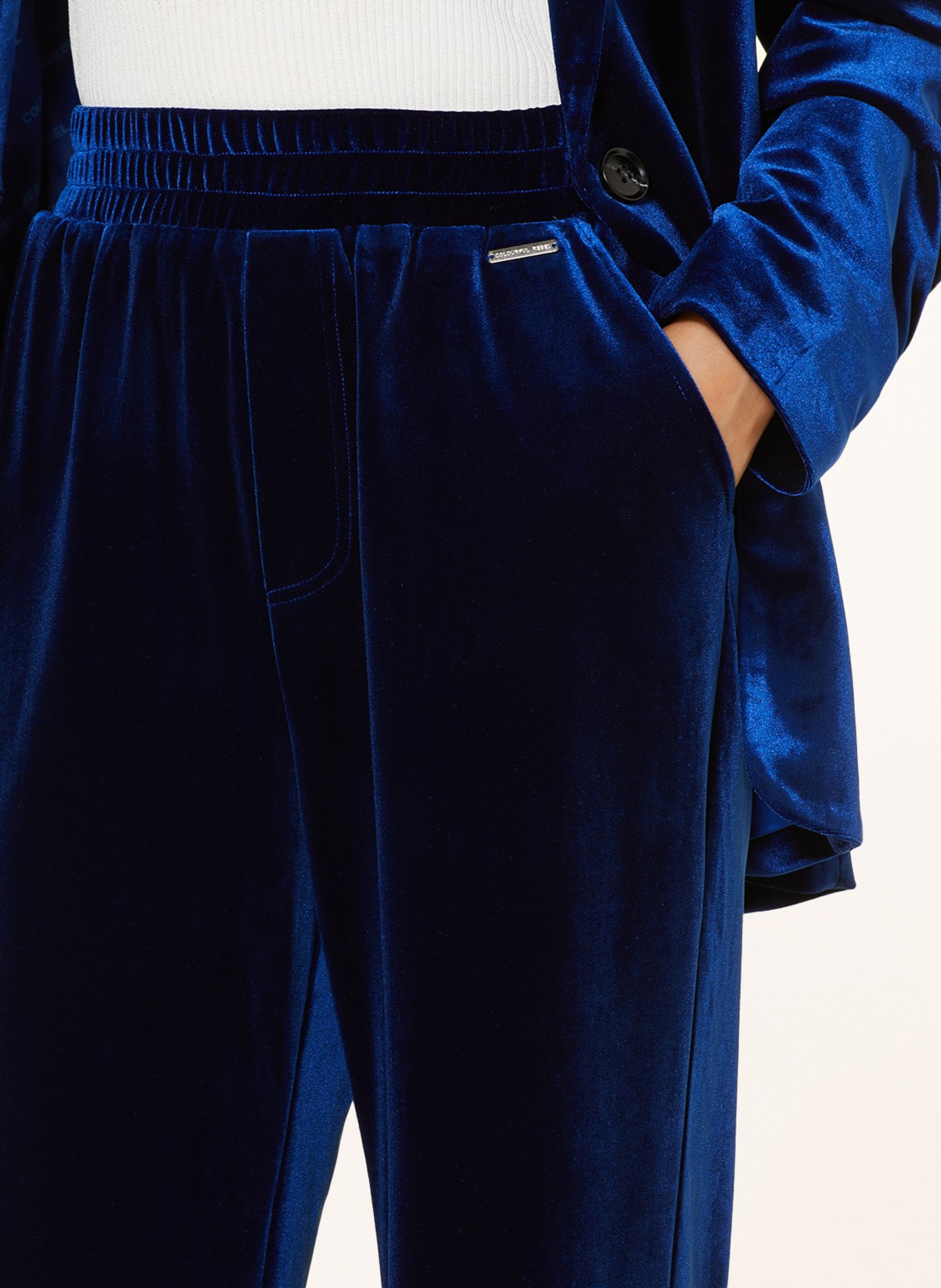 COLOURFUL REBEL Spodnie marlena JIBY z aksamitu, Kolor: GRANATOWY (Obrazek 5)