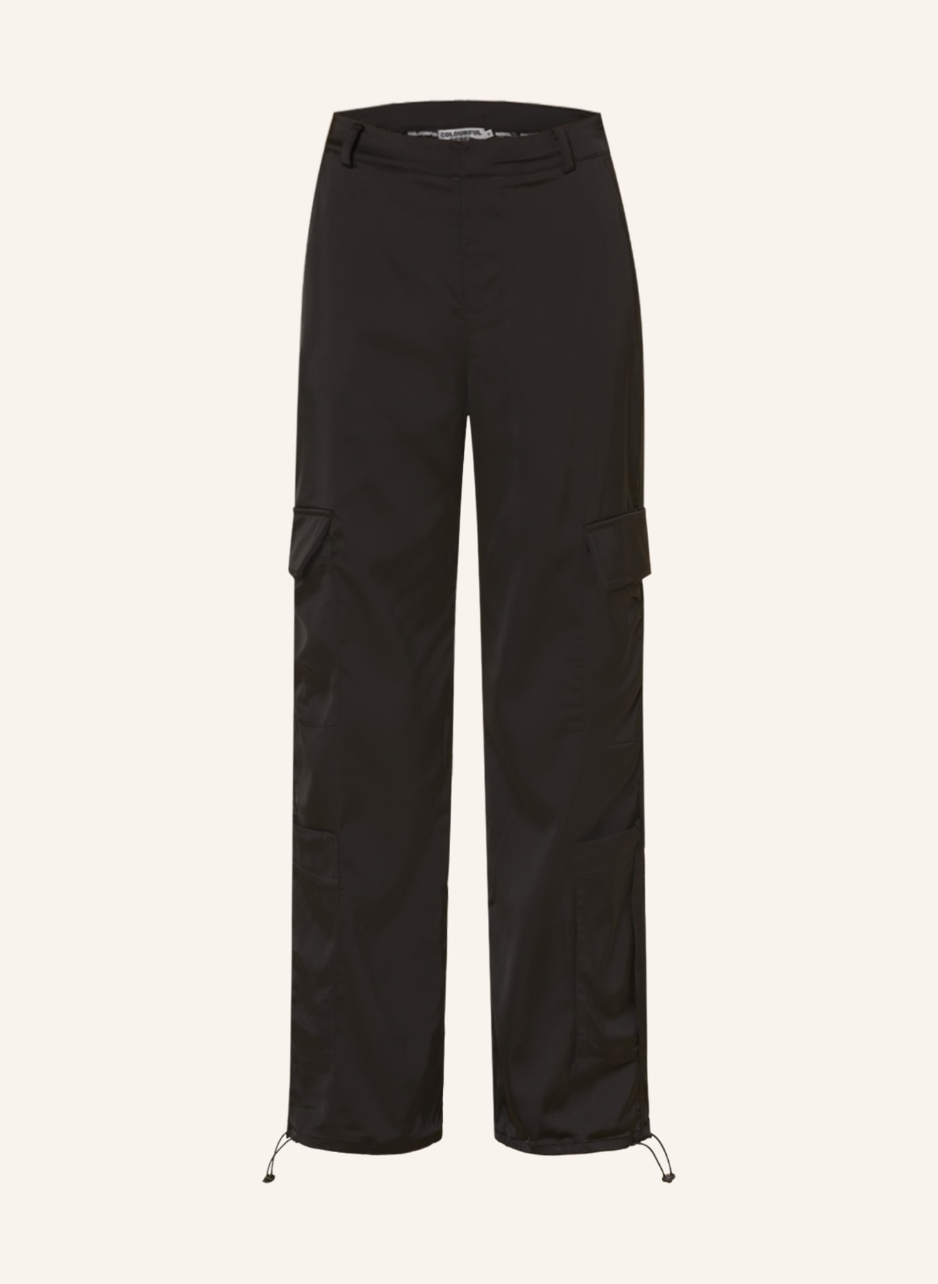 COLOURFUL REBEL Cargo pants MOIRA made of satin, Color: BLACK (Image 1)