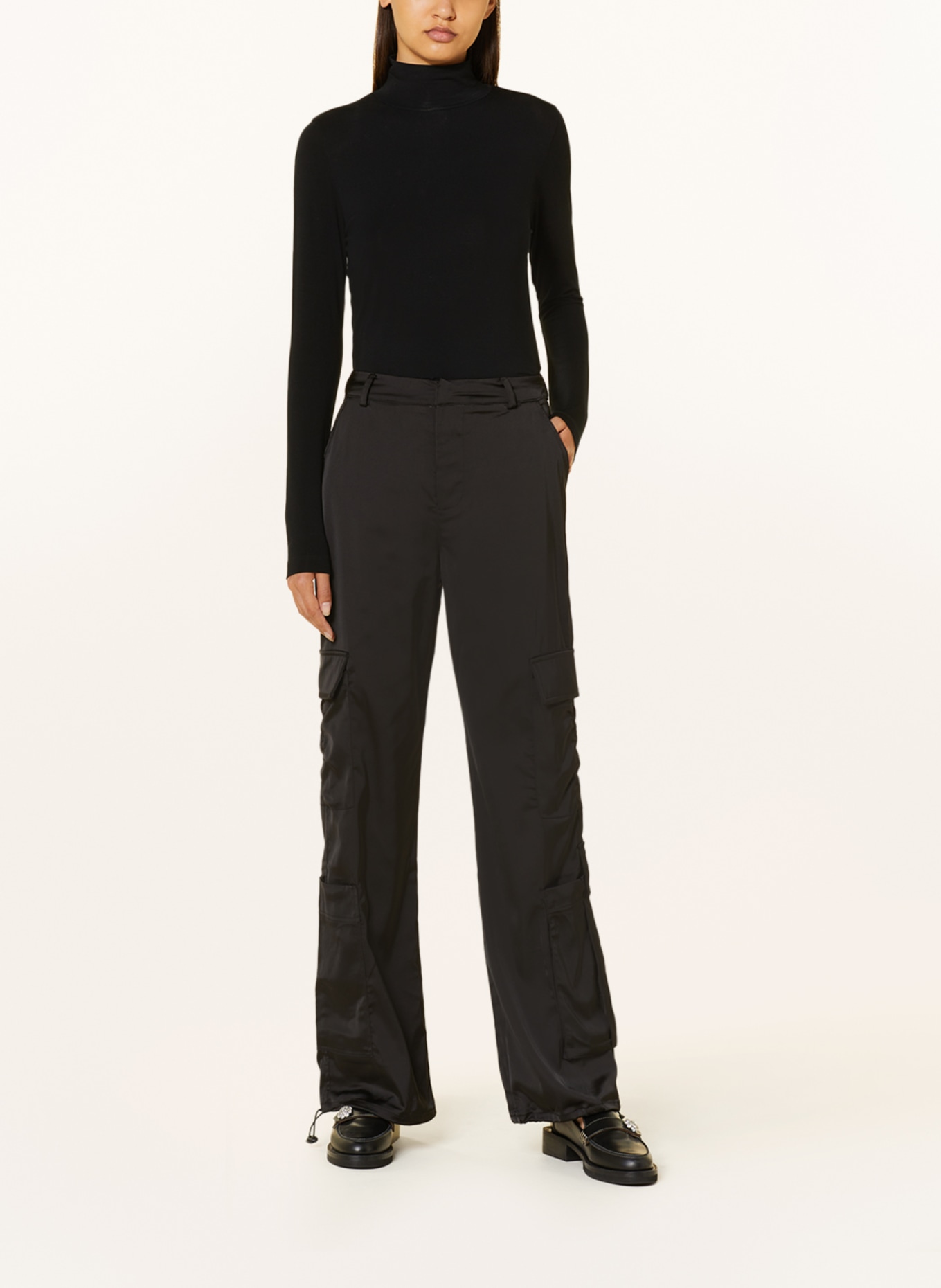 COLOURFUL REBEL Cargo pants MOIRA made of satin, Color: BLACK (Image 2)