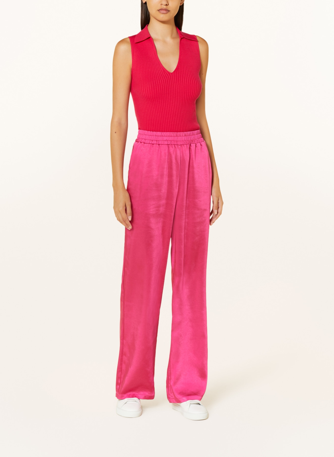 COLOURFUL REBEL Wide leg trousers JIBY made of satin, Color: FUCHSIA (Image 2)
