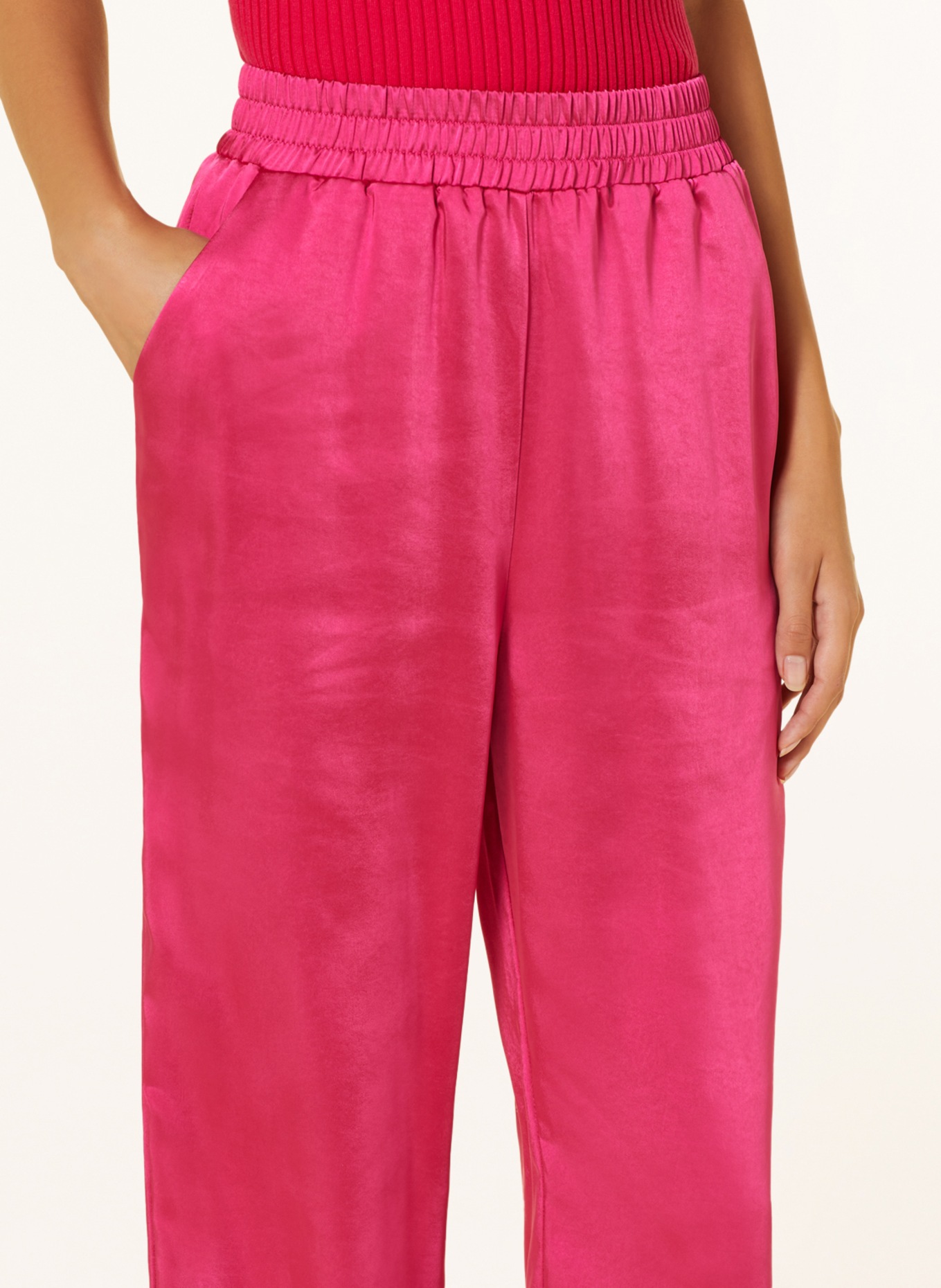 COLOURFUL REBEL Spodnie marlena JIBY z satyny, Kolor: FUKSJA (Obrazek 5)