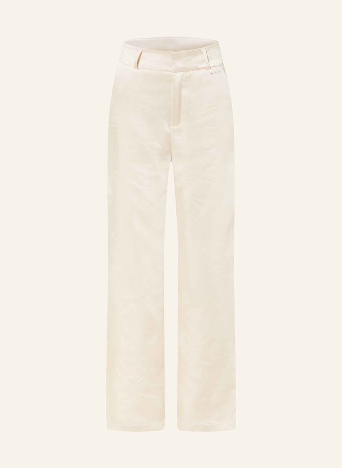 COLOURFUL REBEL Wide leg trousers PIPPI made of satin, Color: CREAM (Image 1)
