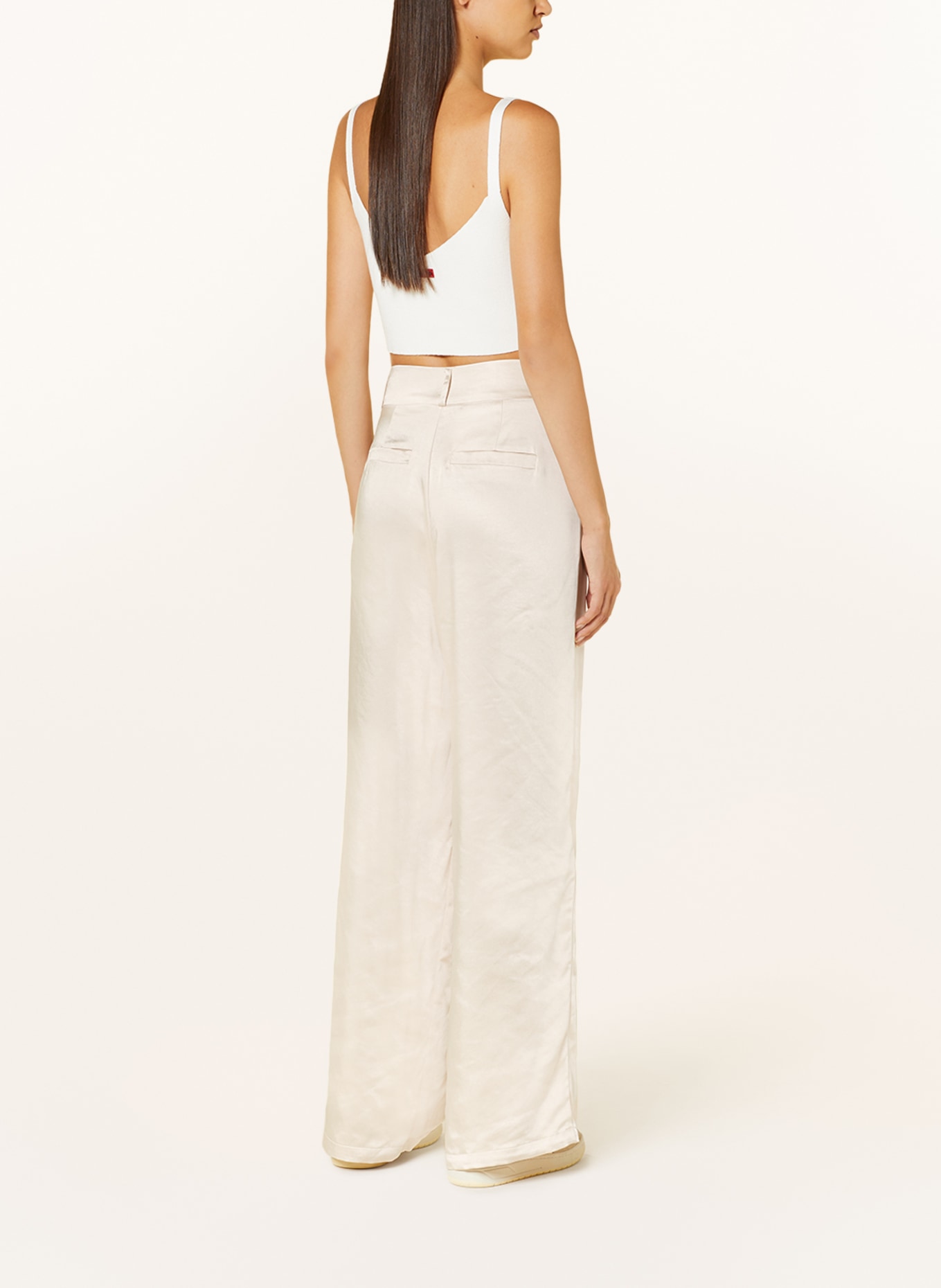 COLOURFUL REBEL Wide leg trousers PIPPI made of satin, Color: CREAM (Image 3)