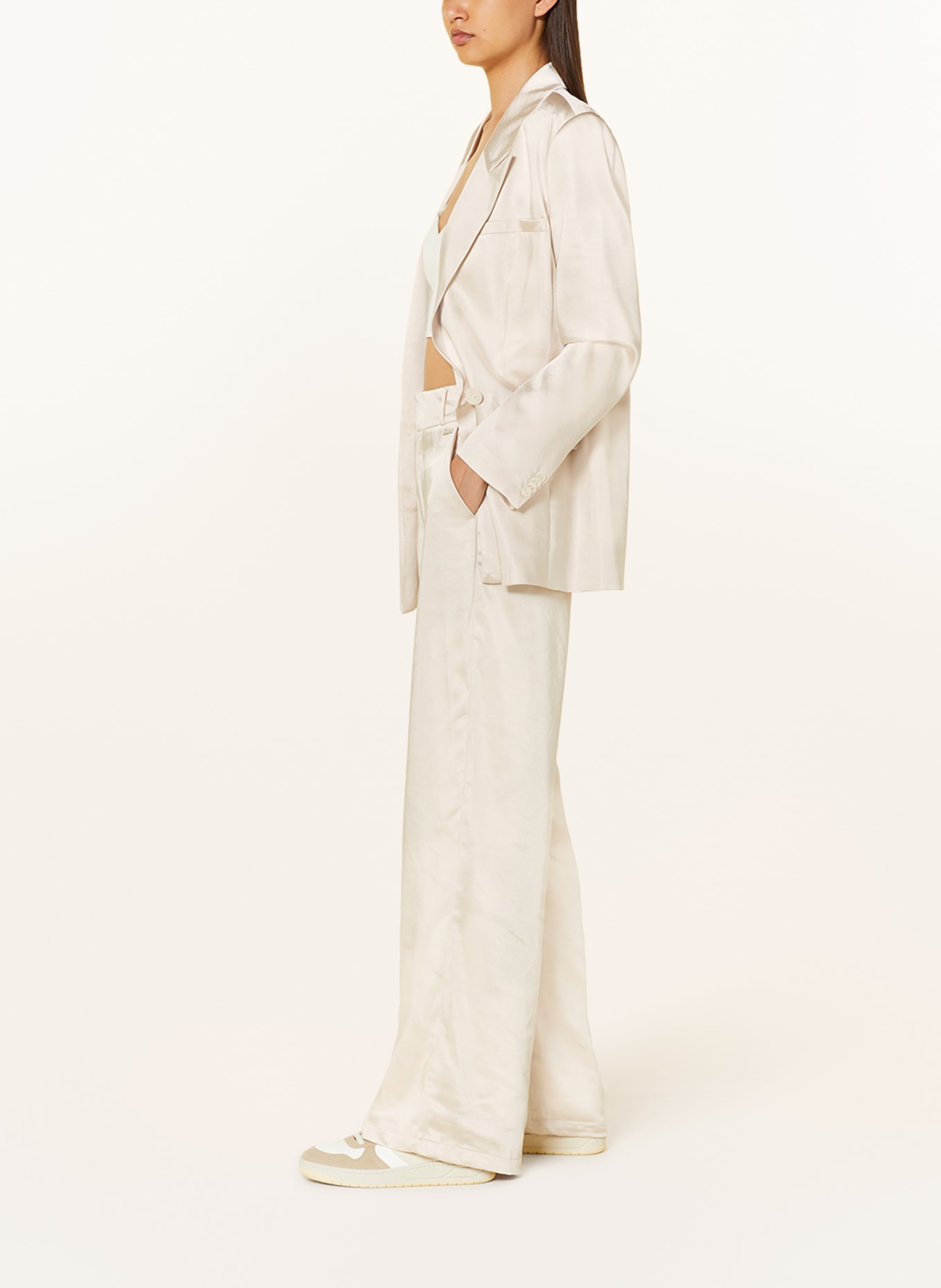 COLOURFUL REBEL Spodnie marlena PIPPI z satyny, Kolor: KREMOWY (Obrazek 4)