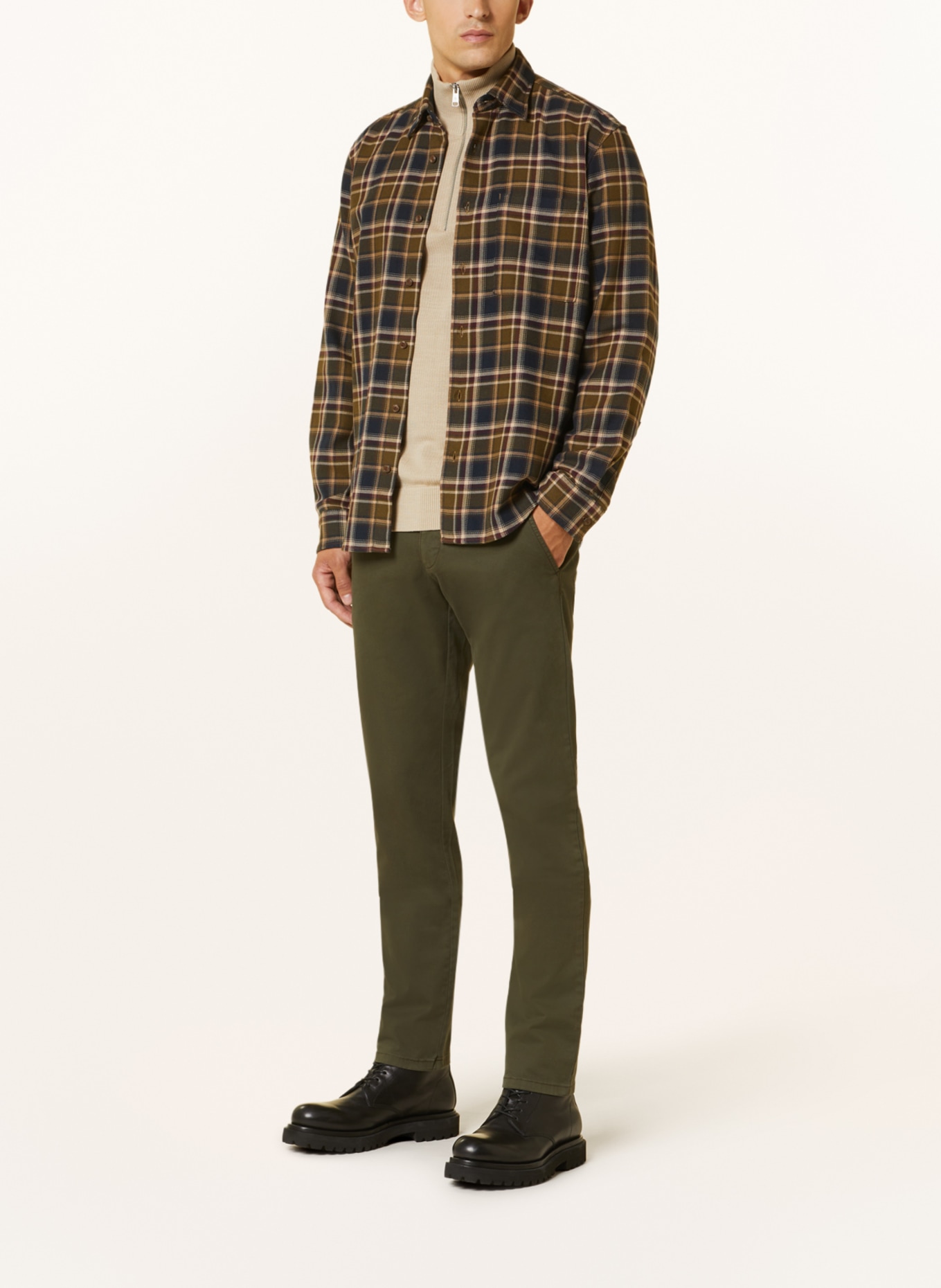 Marc O'Polo Flanellhemd Regular Fit, Farbe: KHAKI/ DUNKELROT/ DUNKELBLAU (Bild 2)