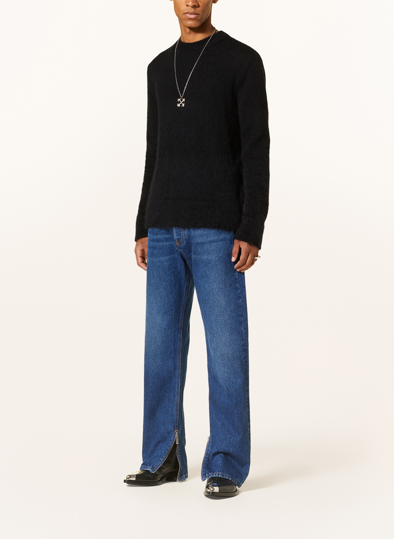 Off-White Sweater with mohair, Color: BLACK/ BEIGE (Image 3)