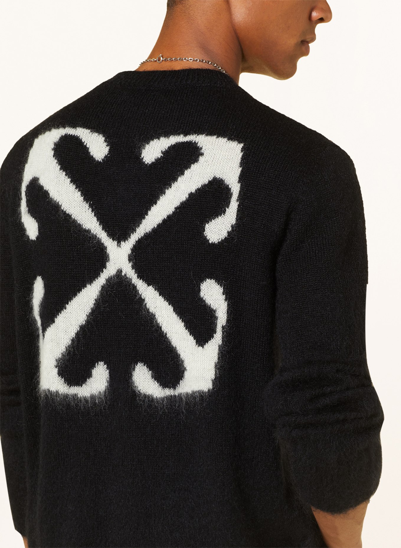 Off-White Sweter z dodatkiem moheru, Kolor: CZARNY/ BEŻOWY (Obrazek 4)