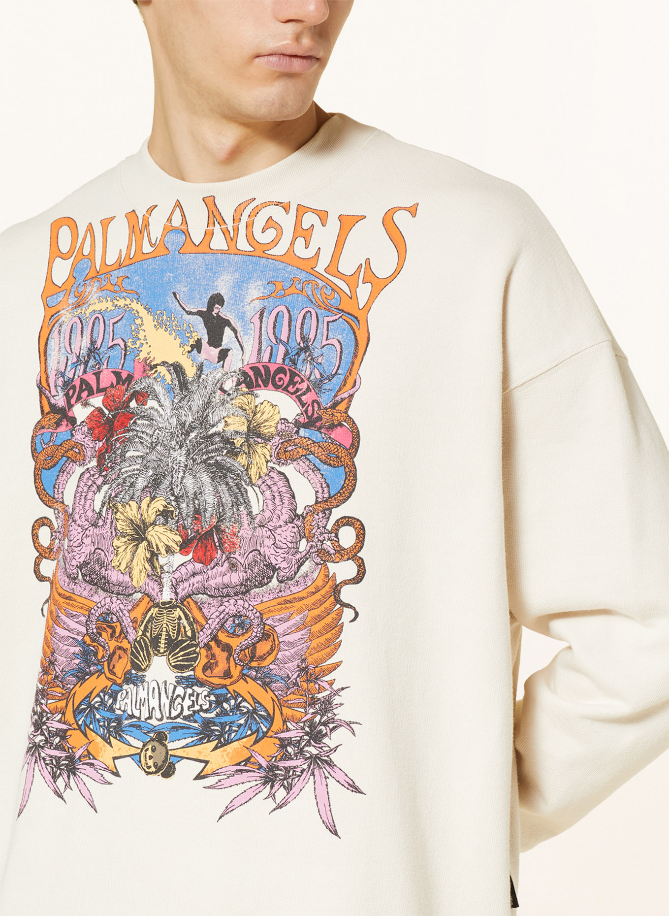 Palm Angels Sweatshirt, Color: CREAM/ ORANGE/ WHITE (Image 4)