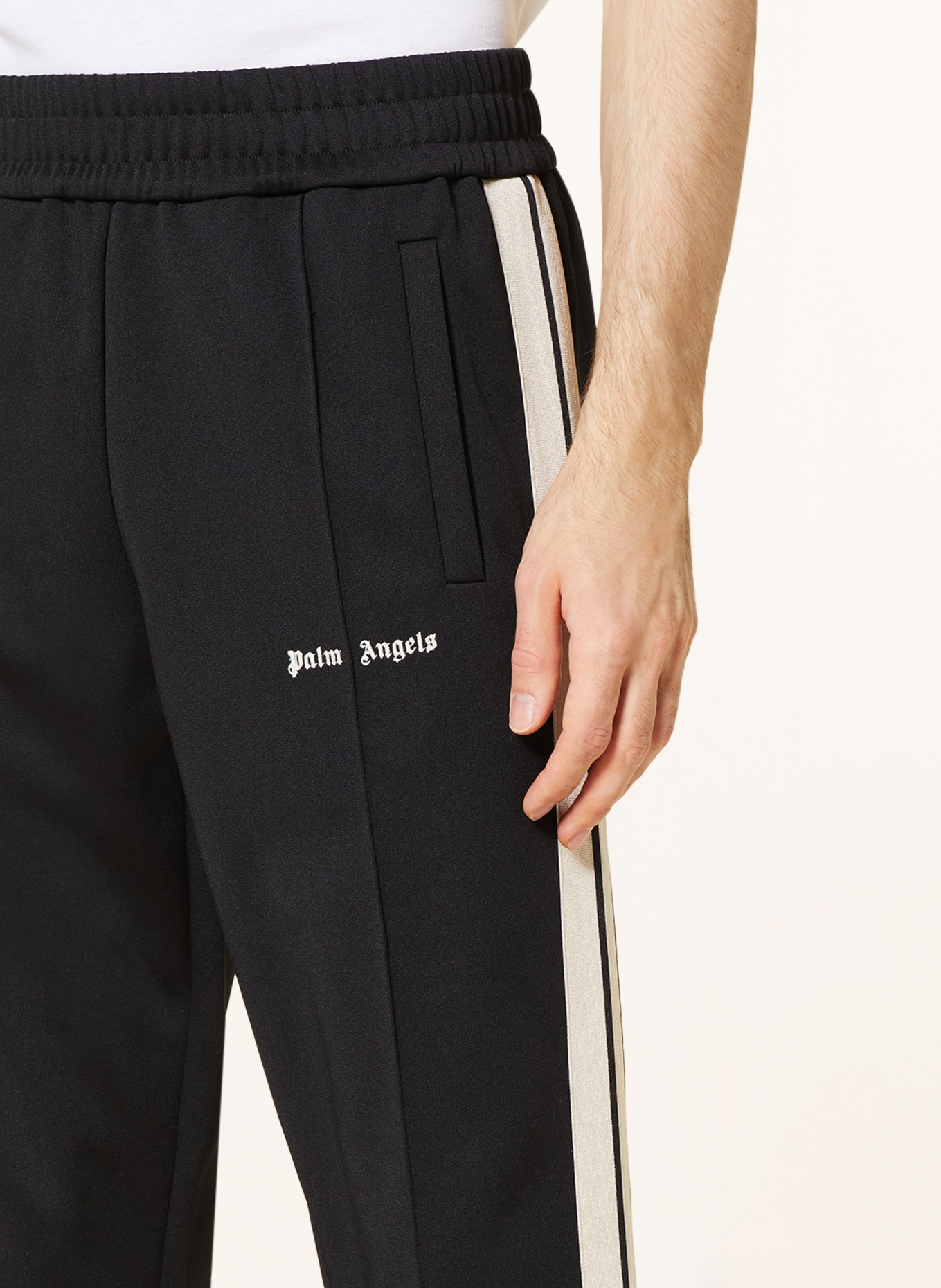 Palm Angels Track pants with tuxedo stripes in black/ cream