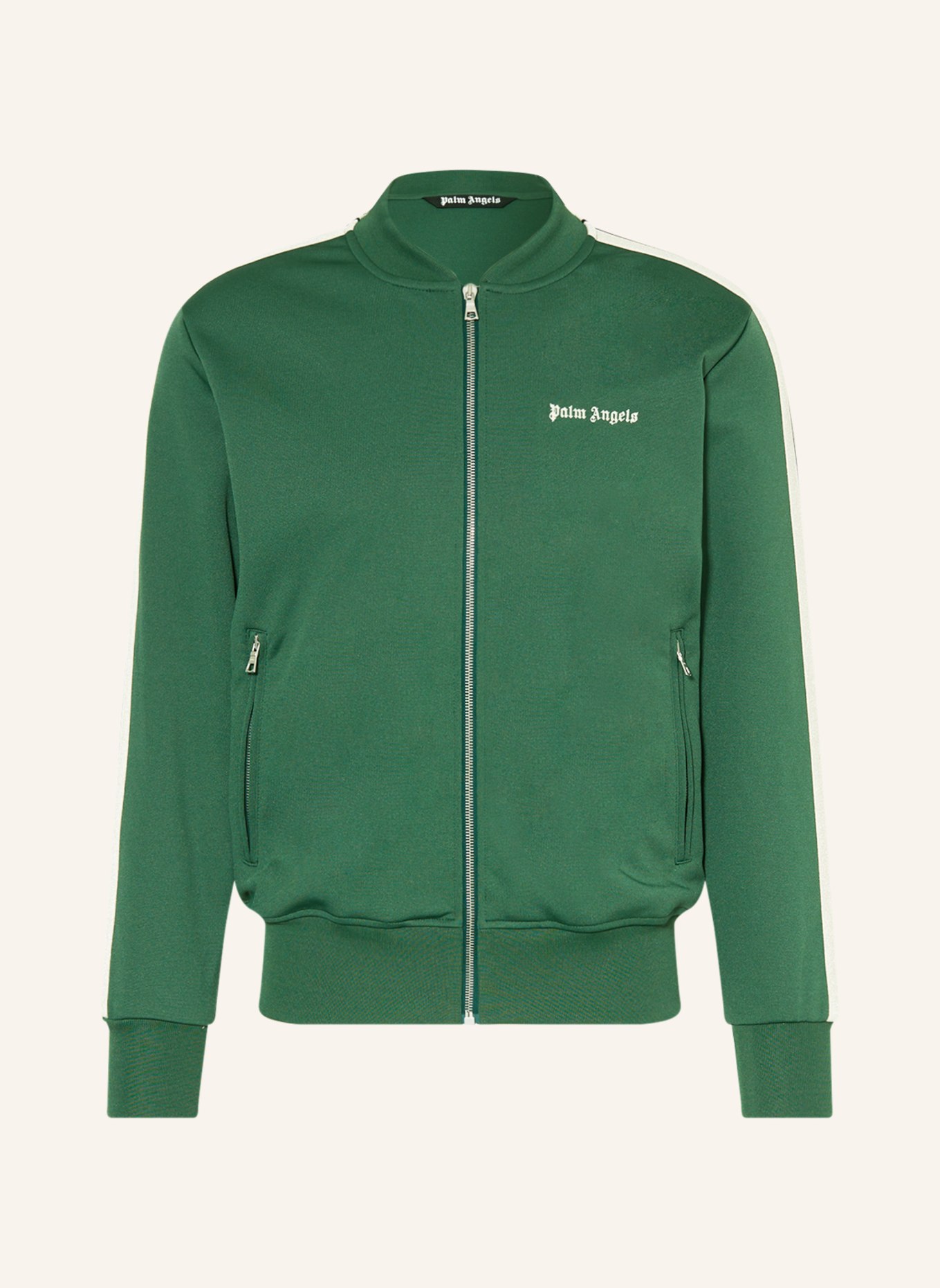 Palm Angels Training jacket with tuxedo stripe, Color: GREEN/ CREAM (Image 1)