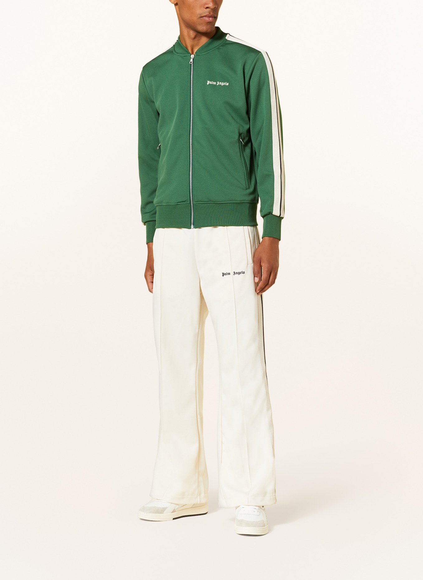 Palm Angels Training jacket with tuxedo stripe, Color: GREEN/ CREAM (Image 2)