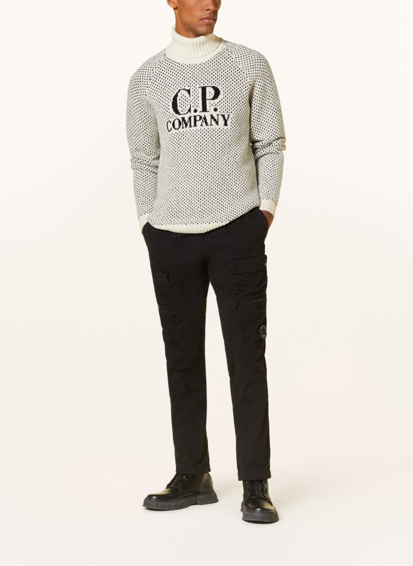 C.P. COMPANY Turtleneck sweater, Color: WHITE/ BLACK (Image 2)