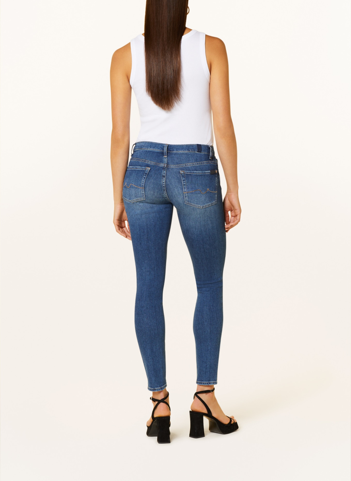 7 for all mankind Skinny Jeans with Swarovski crystals, Color: IU MID BLUE (Image 3)