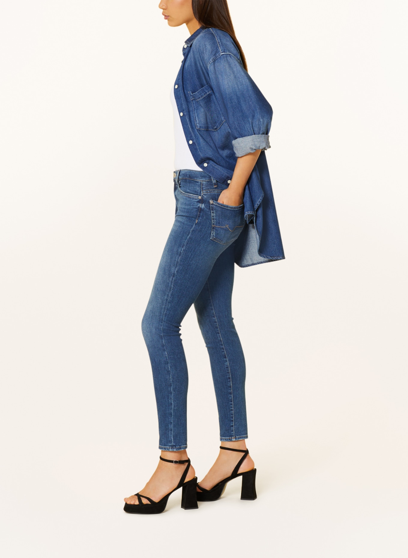 7 for all mankind Skinny Jeans with Swarovski crystals, Color: IU MID BLUE (Image 4)