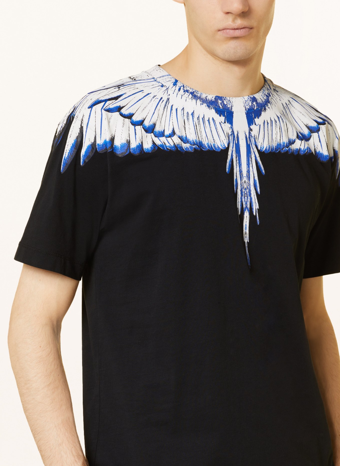 MARCELO BURLON T-shirt ICON WINGS in black/ white/ blue