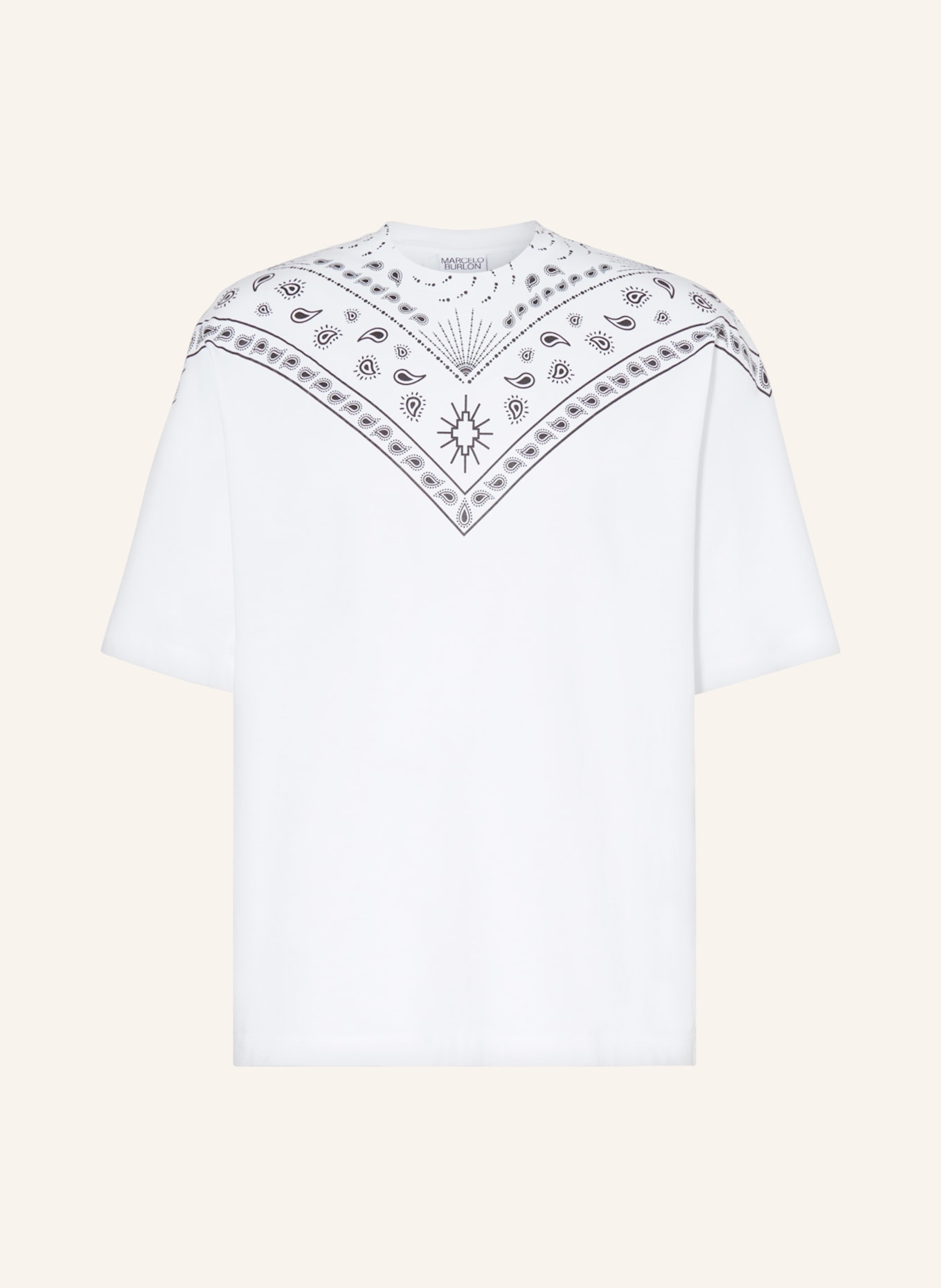 MARCELO BURLON Oversized shirt BANDANA, Color: WHITE/ BLACK (Image 1)