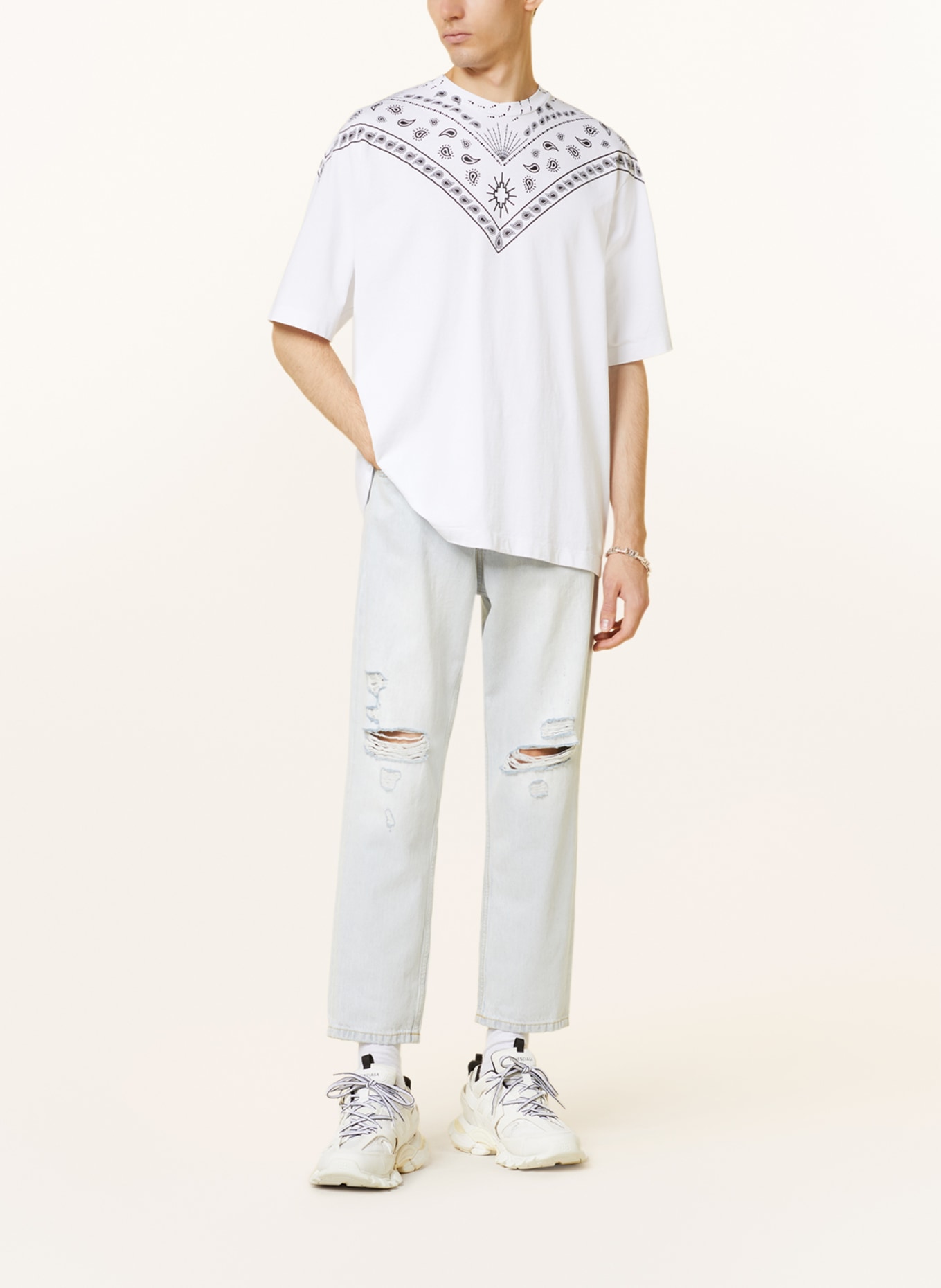 MARCELO BURLON Oversized shirt BANDANA, Color: WHITE/ BLACK (Image 2)
