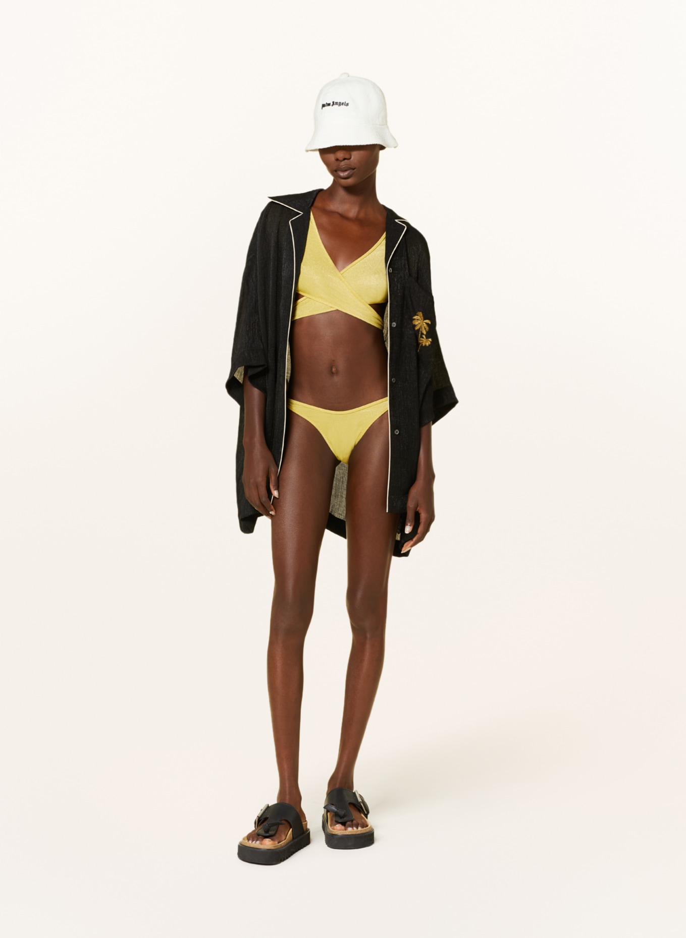 Palm Angels Triangel-Bikini-Hose mit Glitzergarn, Farbe: DUNKELGELB (Bild 2)